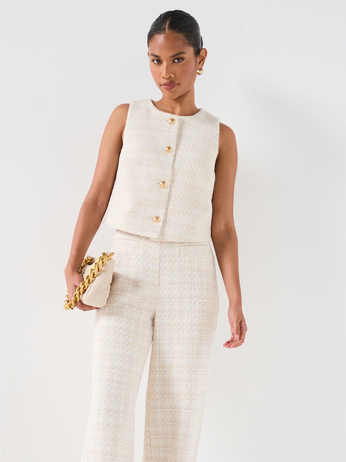 undefined Boucle Round Neck Waistcoat