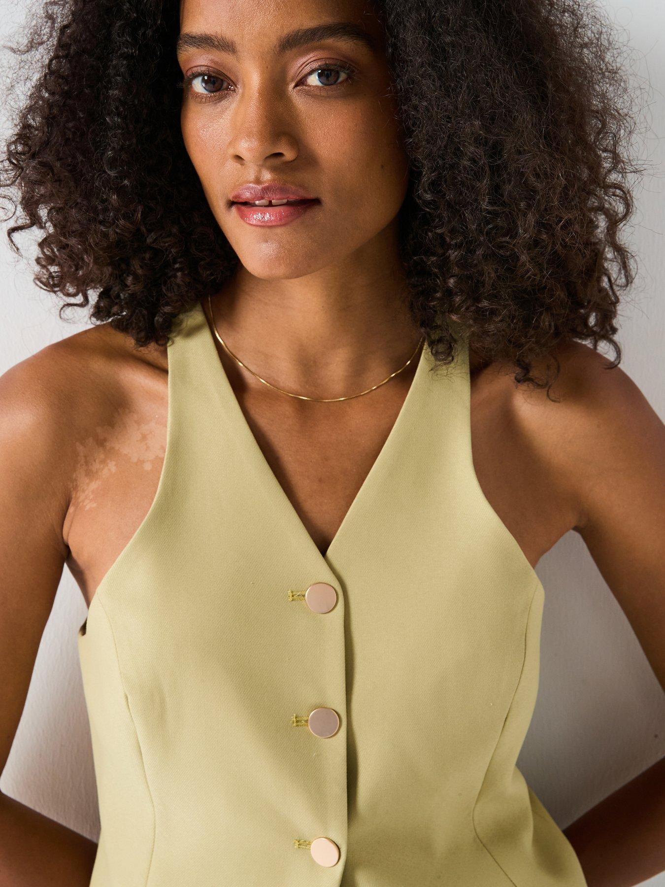 Image 4 of 6 of V by Very 90's Neck Waistcoat - Green
