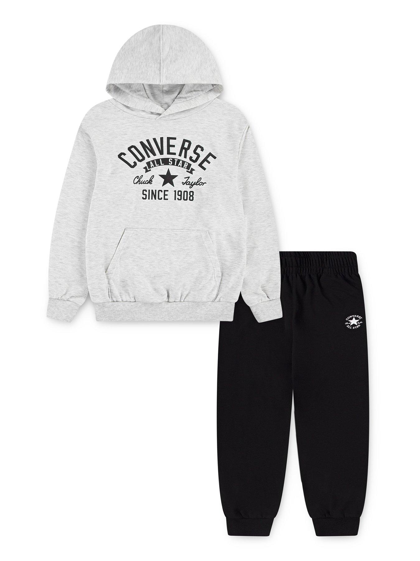 undefined Junior Boys Retro Remix Hoodie And Jogger Set - Black/grey