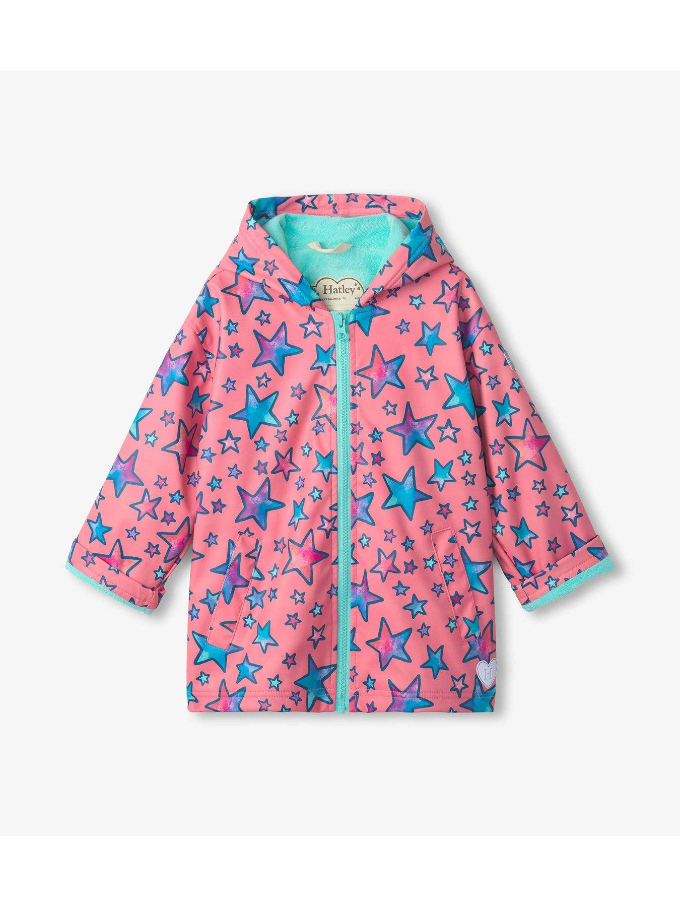 Image 2 of 3 of Hatley Girls Watercolour Doodles Zip Up Rain Jacket - Pink