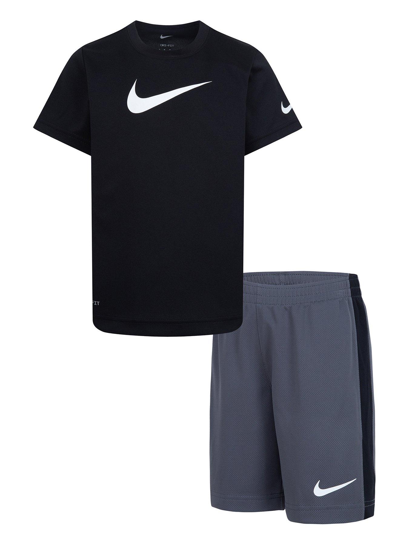 undefined Kids Boys Swoosh S/s T-shirt And Short Set - Grey