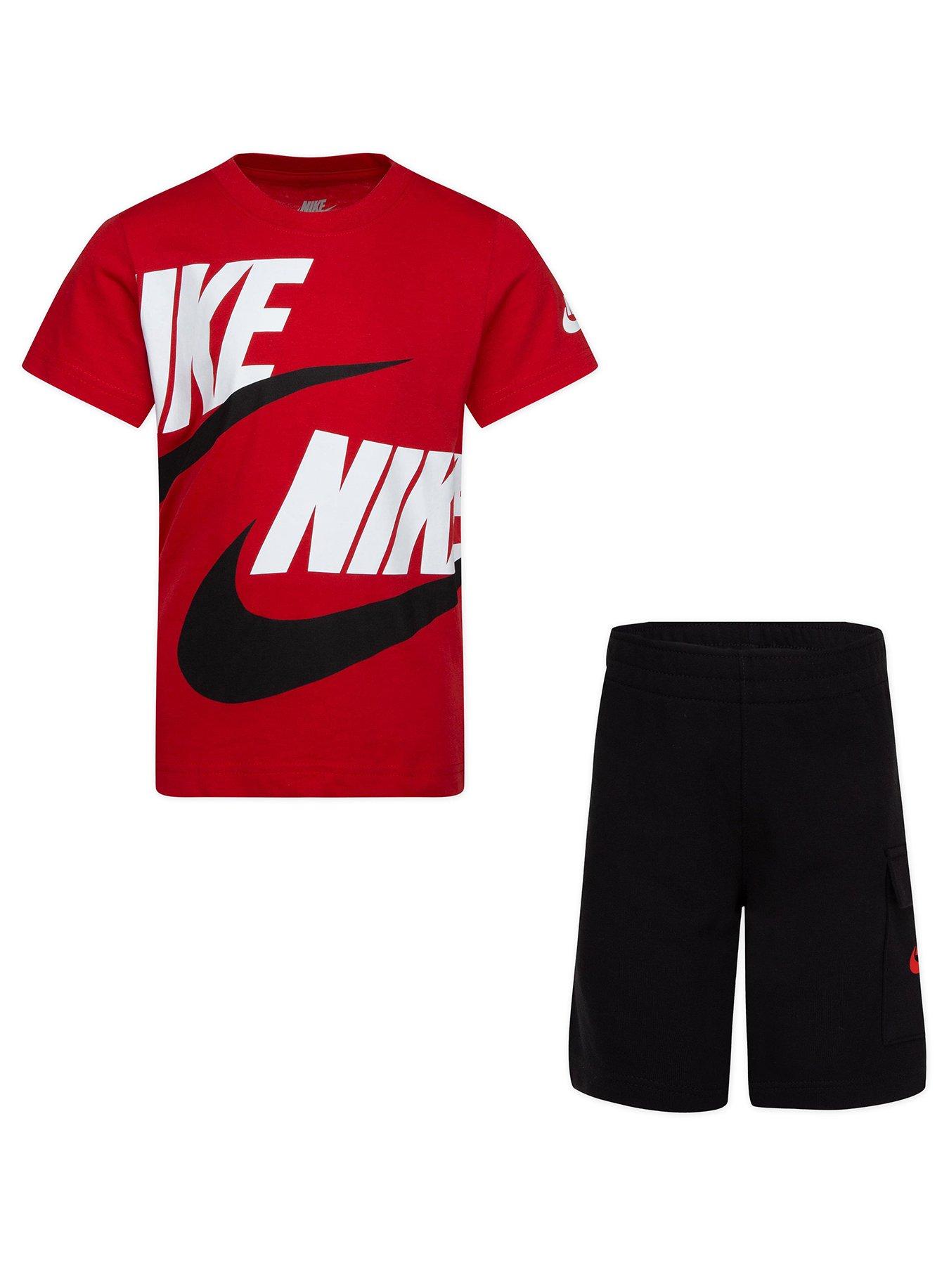 Nike Kids Boys Cargo Short And S/s T-shirt Set - Black/red