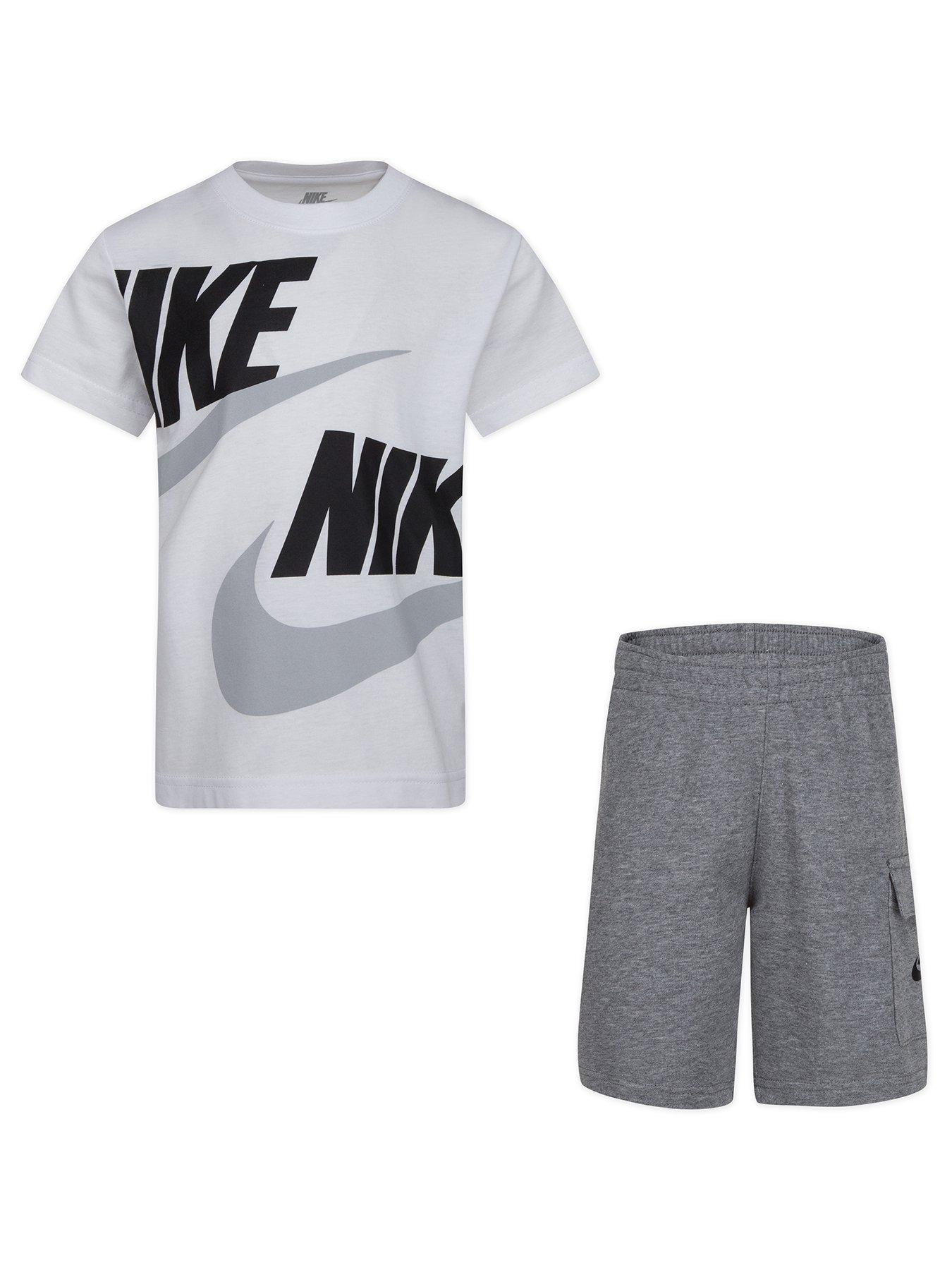 undefined Kids Boys Cargo Short And S/s T-shirt Set - Grey/white