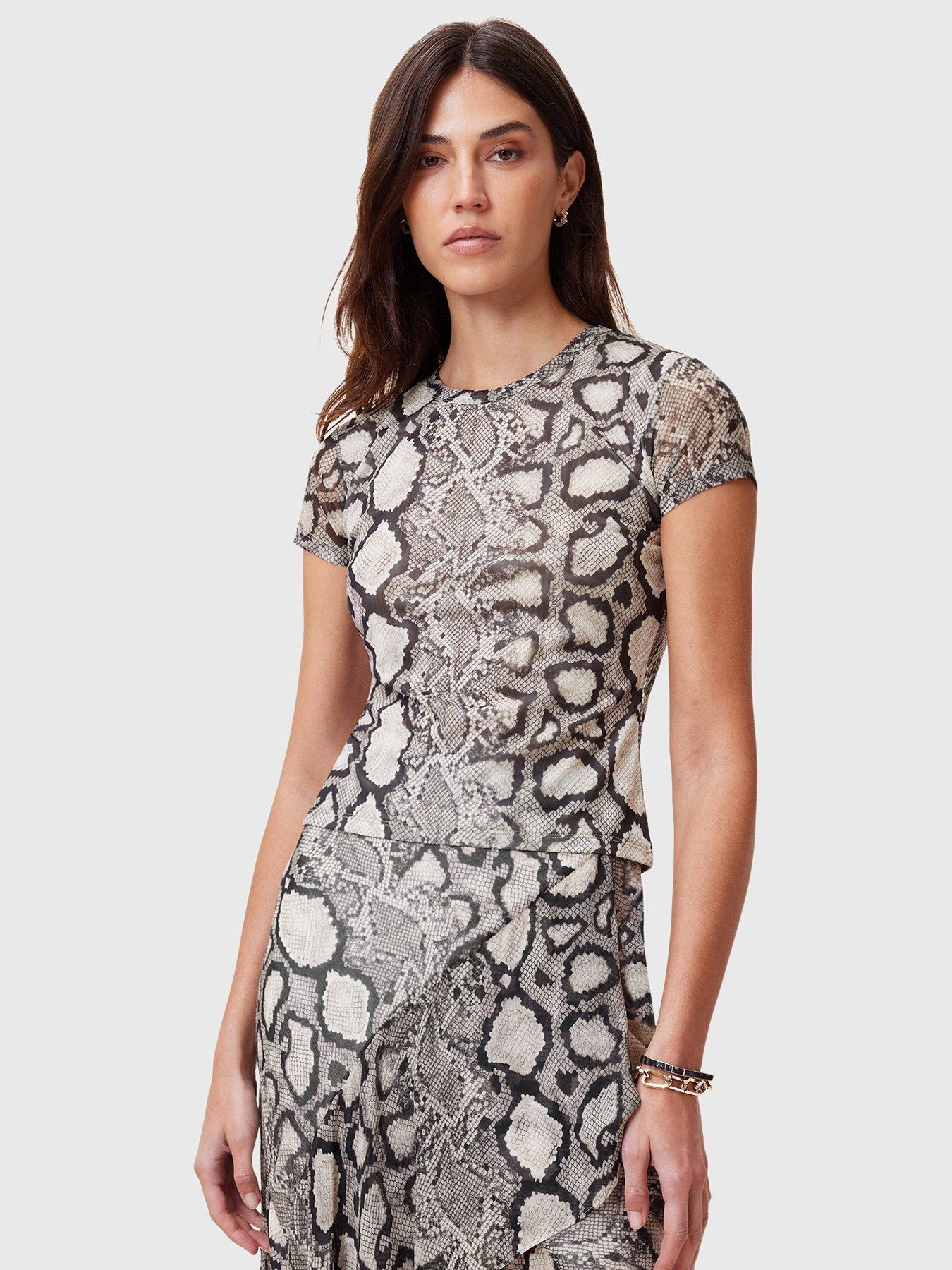 undefined Ellie Mesh Snake Print T-Shirt - Multi
