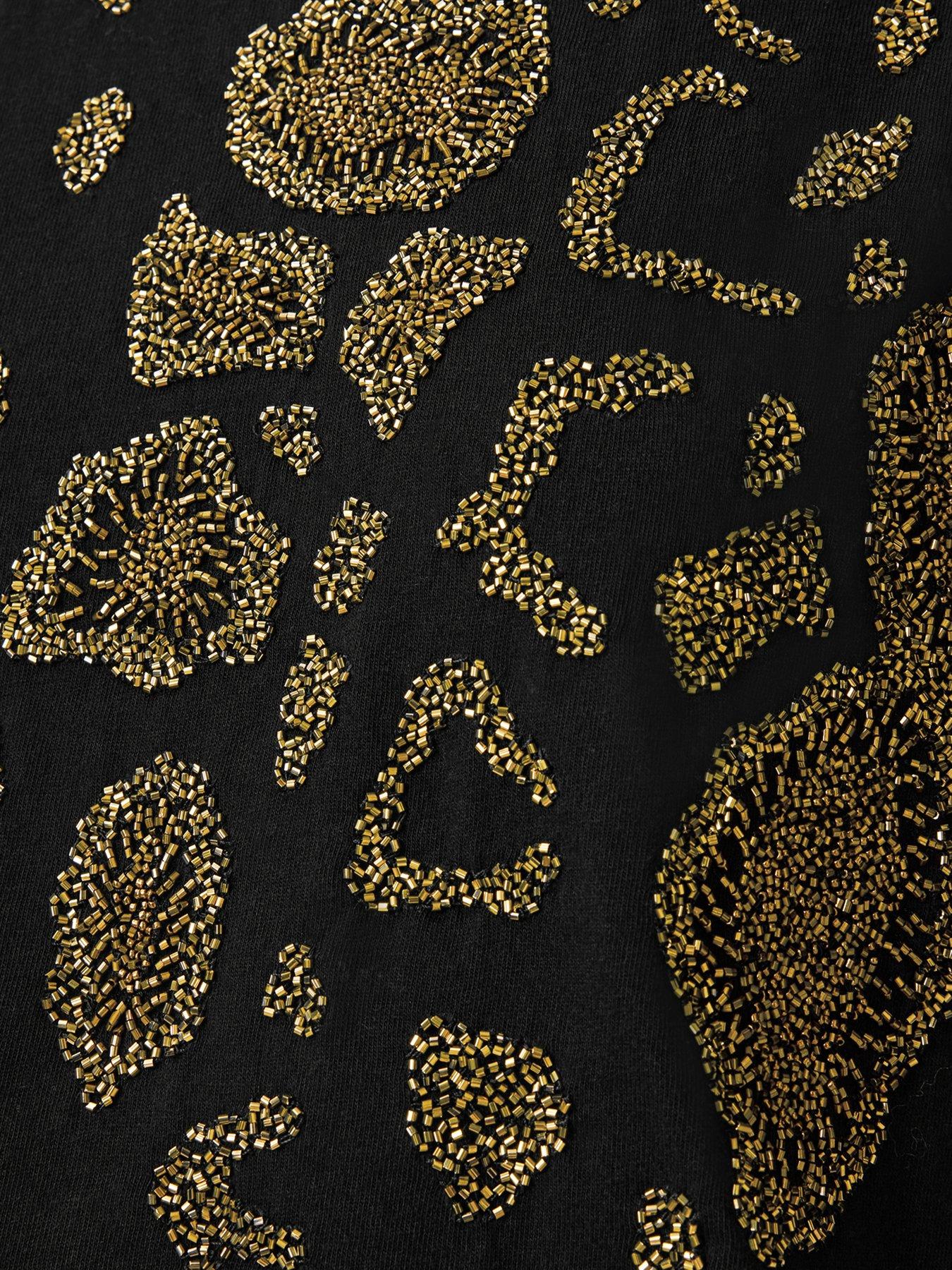 Image 4 of 6 of AllSaints Amelie Flow Embellished T-shirt - Black