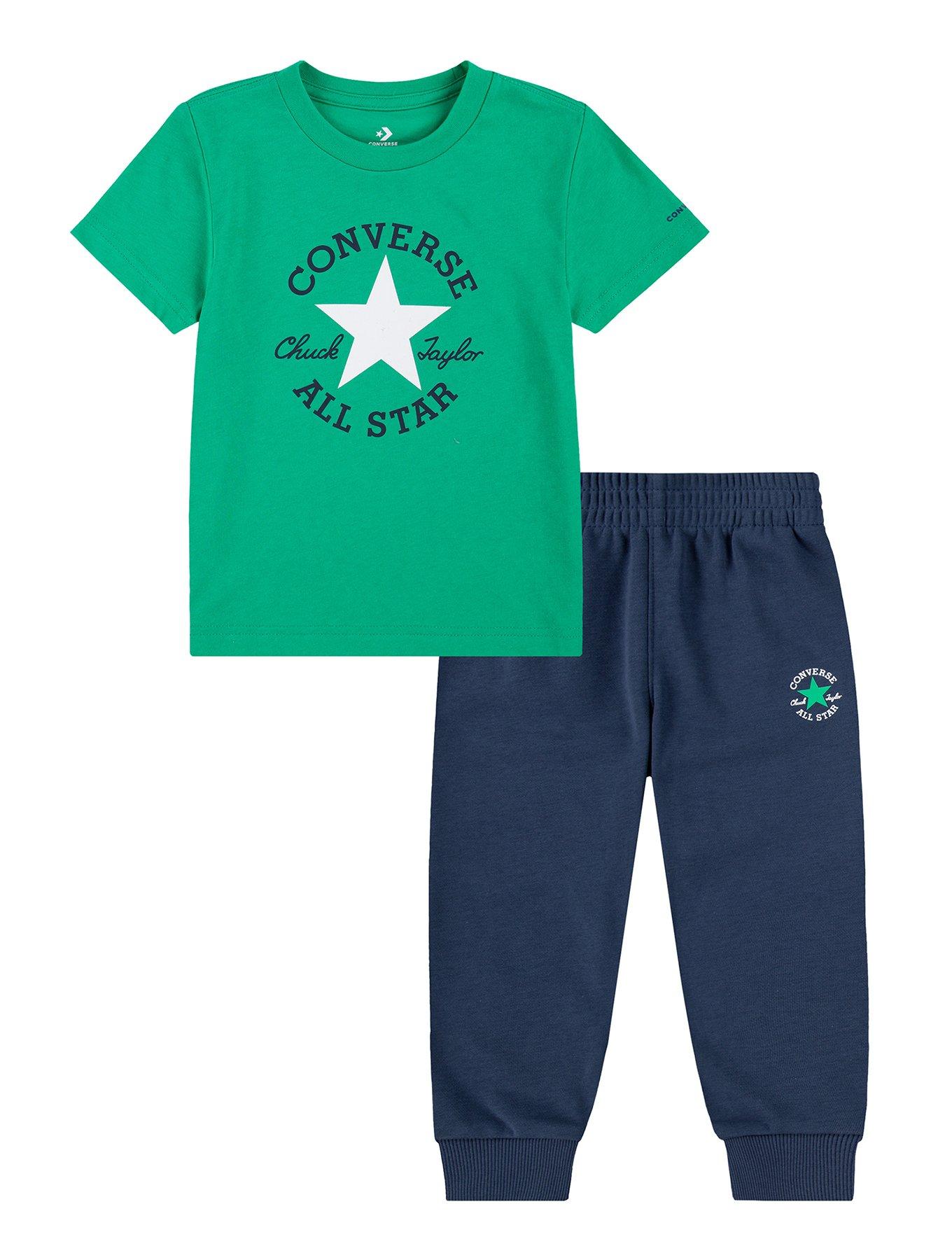 undefined Kids Boys S/s Chuck Patch T-shirt And Jogger Set - Navy/green