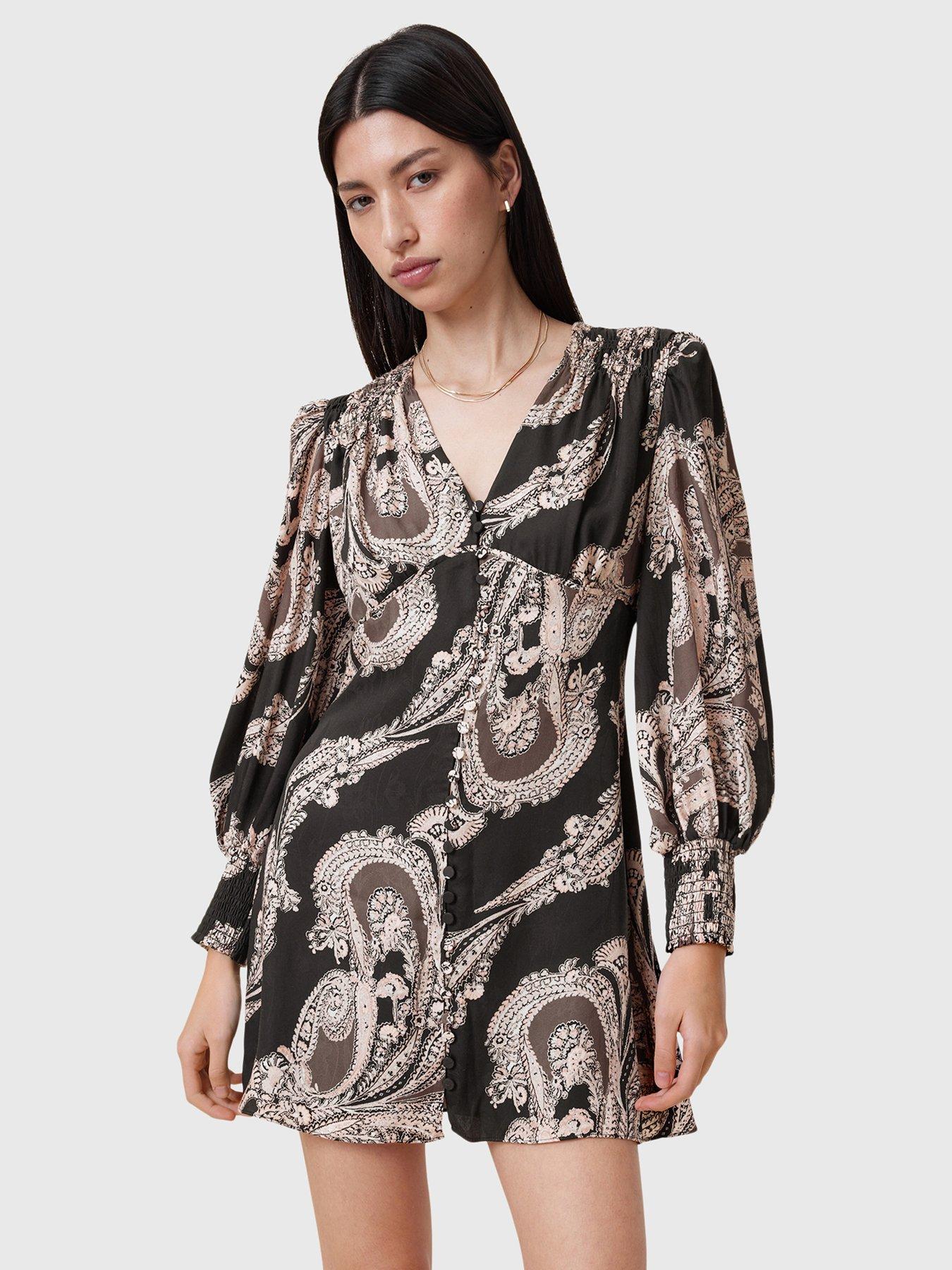 AllSaints Auden Sanibel Print Mini Dress - Black