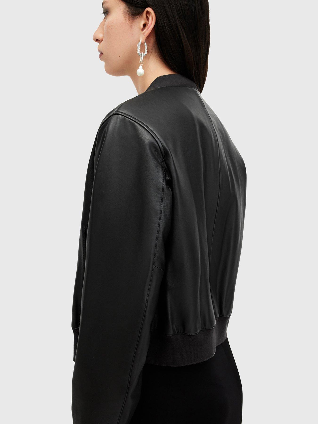 Image 5 of 6 of AllSaints Orten Leather Bomber Jacket - Black