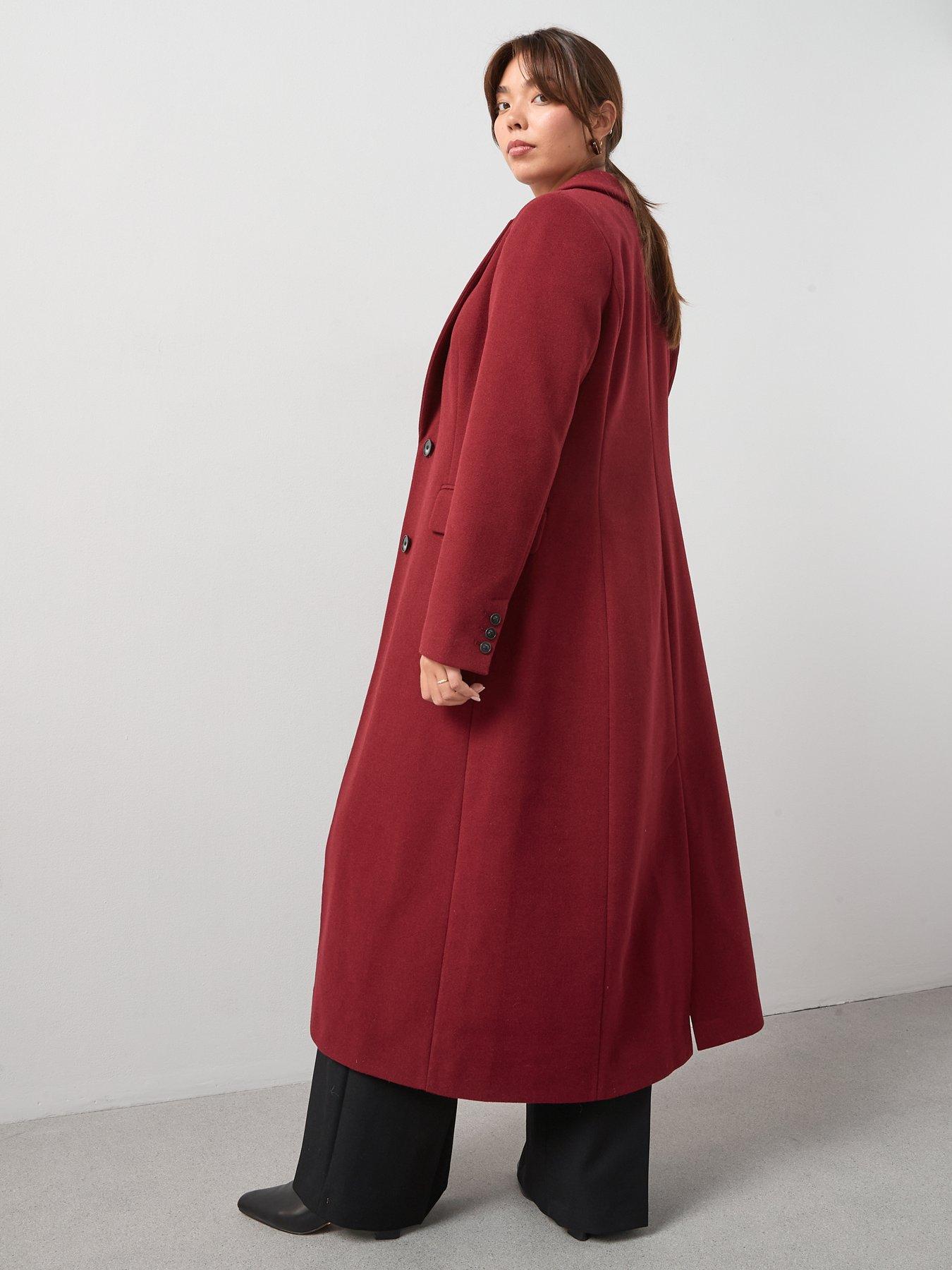 Image 2 of 6 of V by Very Curve Single Breasted Coat - Red
