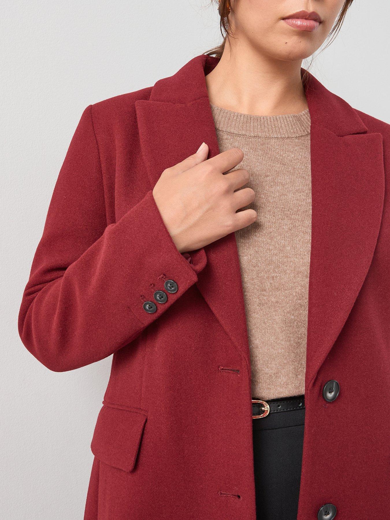Image 5 of 6 of V by Very Curve Single Breasted Coat - Red