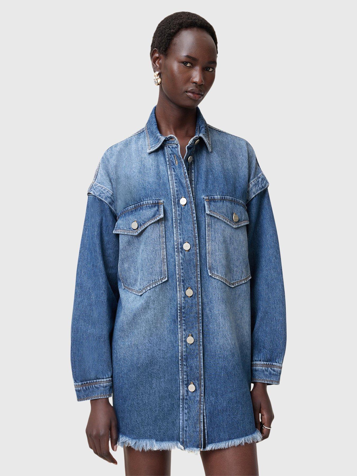 undefined Lily Snap Denim Dress - Blue