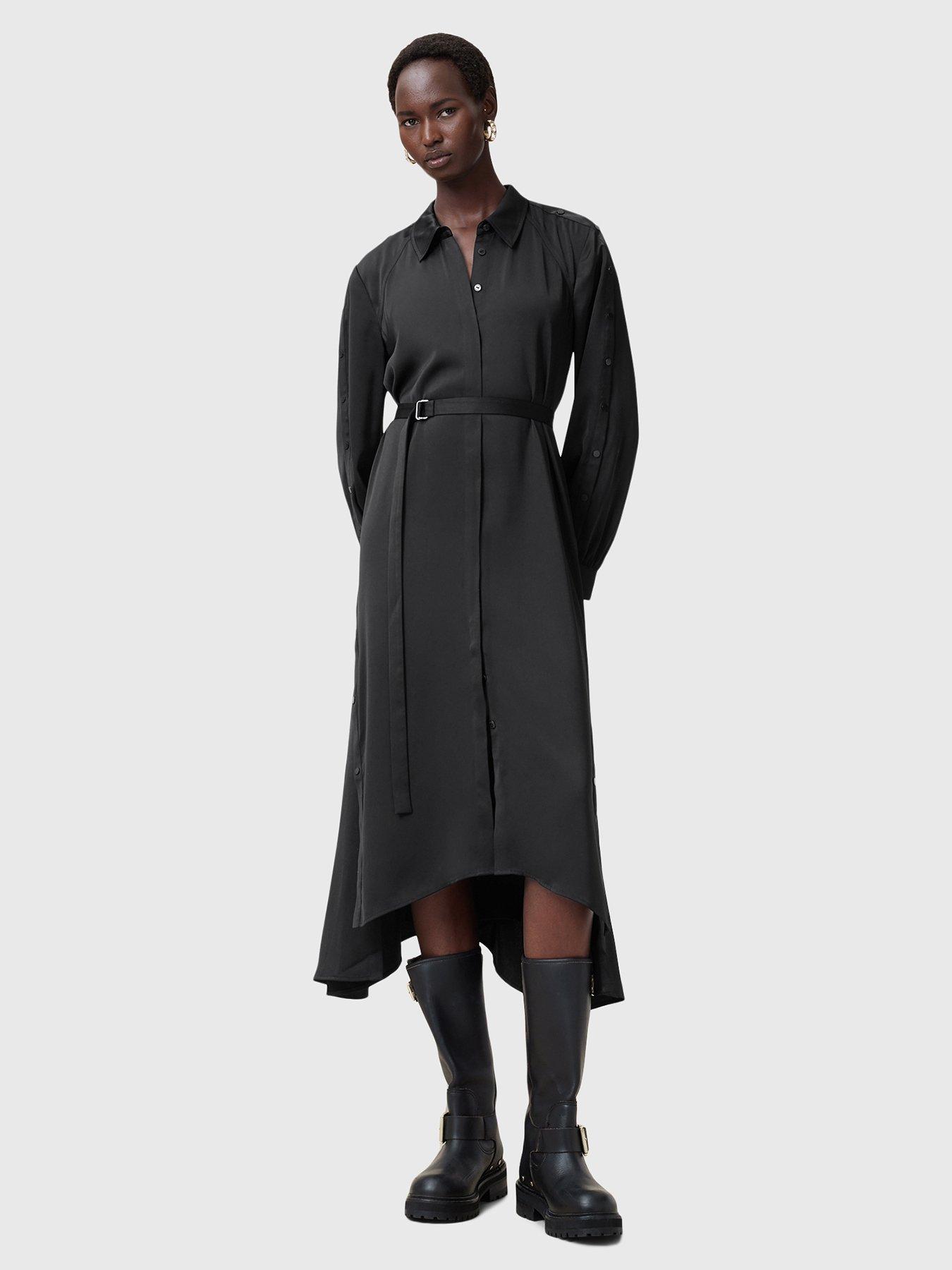 undefined Lexi Satin Midi Dress - Black