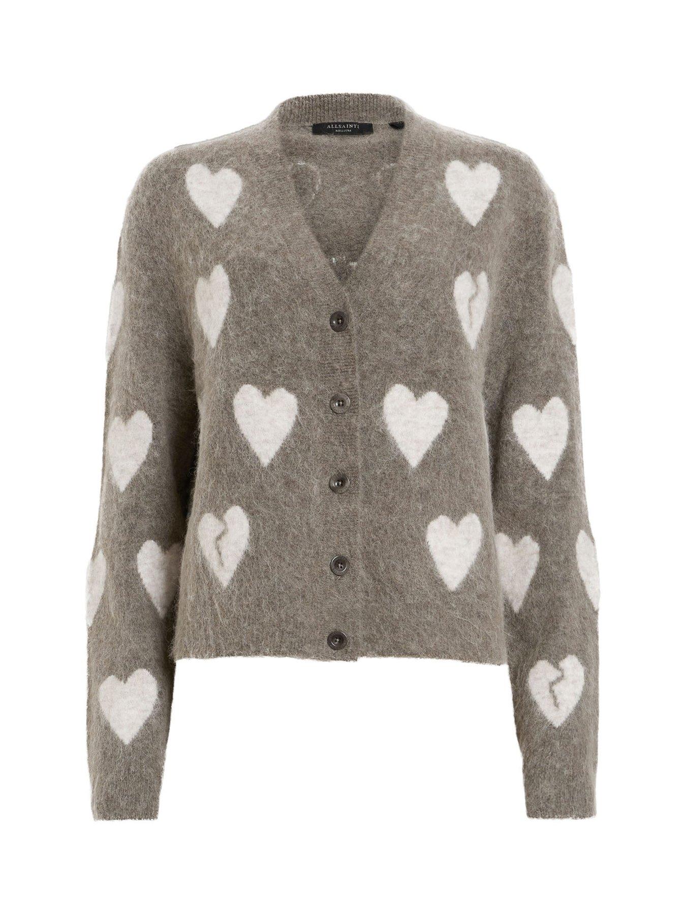 カーディガン AMORA LOVE HEART JACQUARD BRUSHED JUMPER | AMORA ラブ ハート ジャカード ブラッシュ ALLSAINTS カーディガン AMORA LOVE HEART JACQUARD BRUSHED
