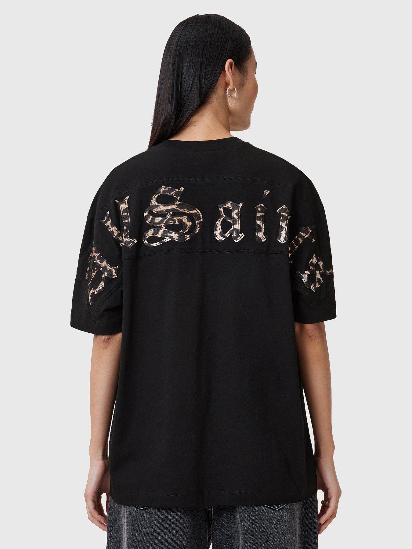 AllSaints Patch Etta Oversized T-Shirt - Black