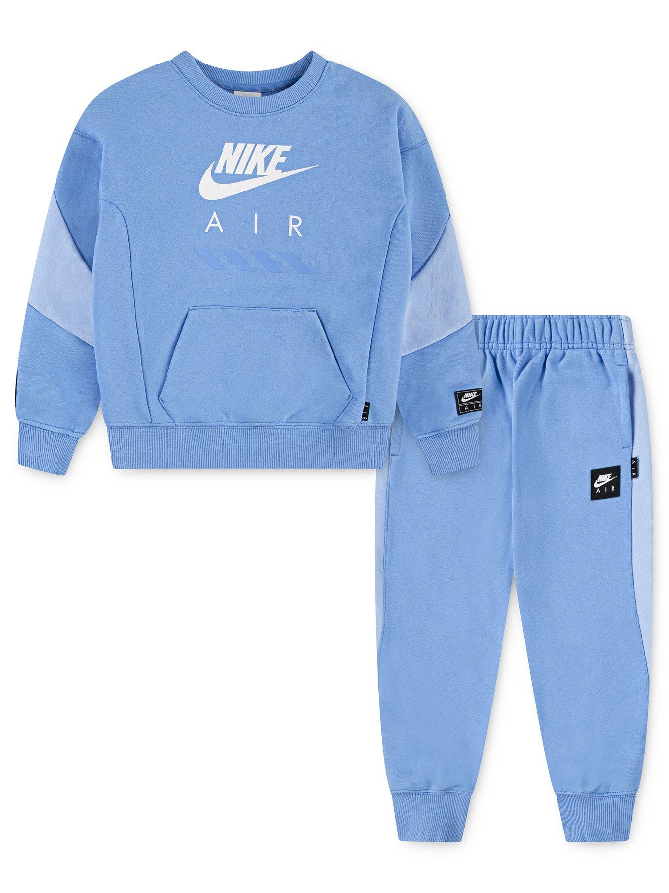 Nike Kids Unisex Nike Air Crew Tracksuit Light Blue Very