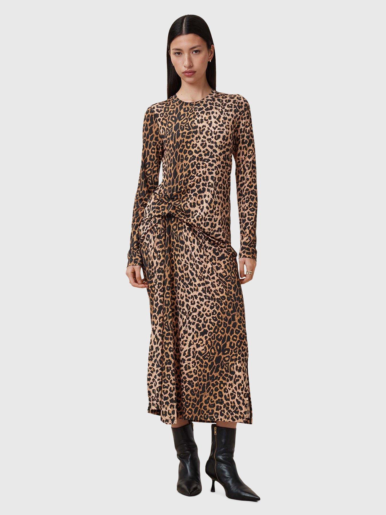 undefined Rivi Draped Long Sleeve Midi Dress - Brown