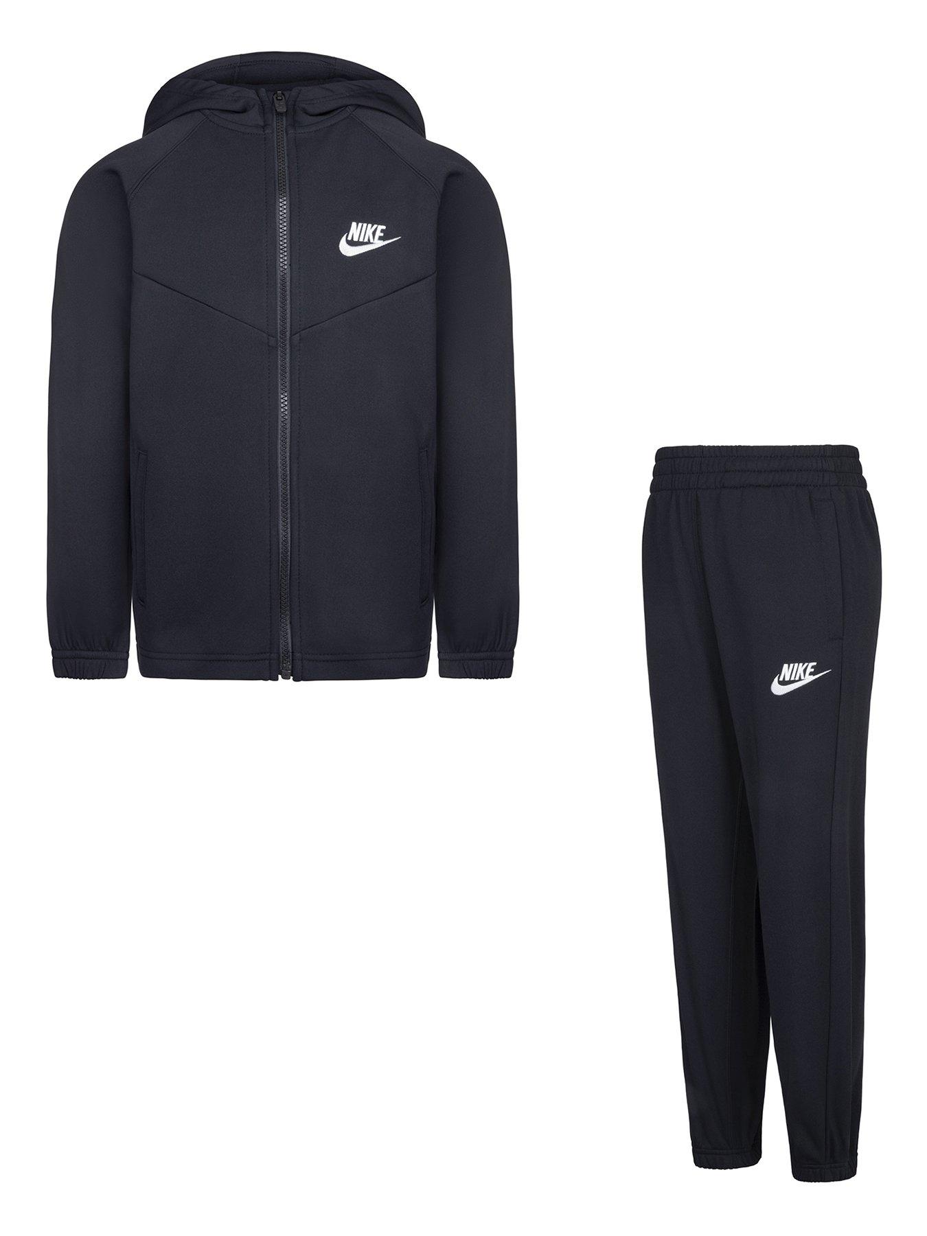 undefined Kids Unisex Essentials Dri-fit Full Zip Hoodie And Jogger Set - Black