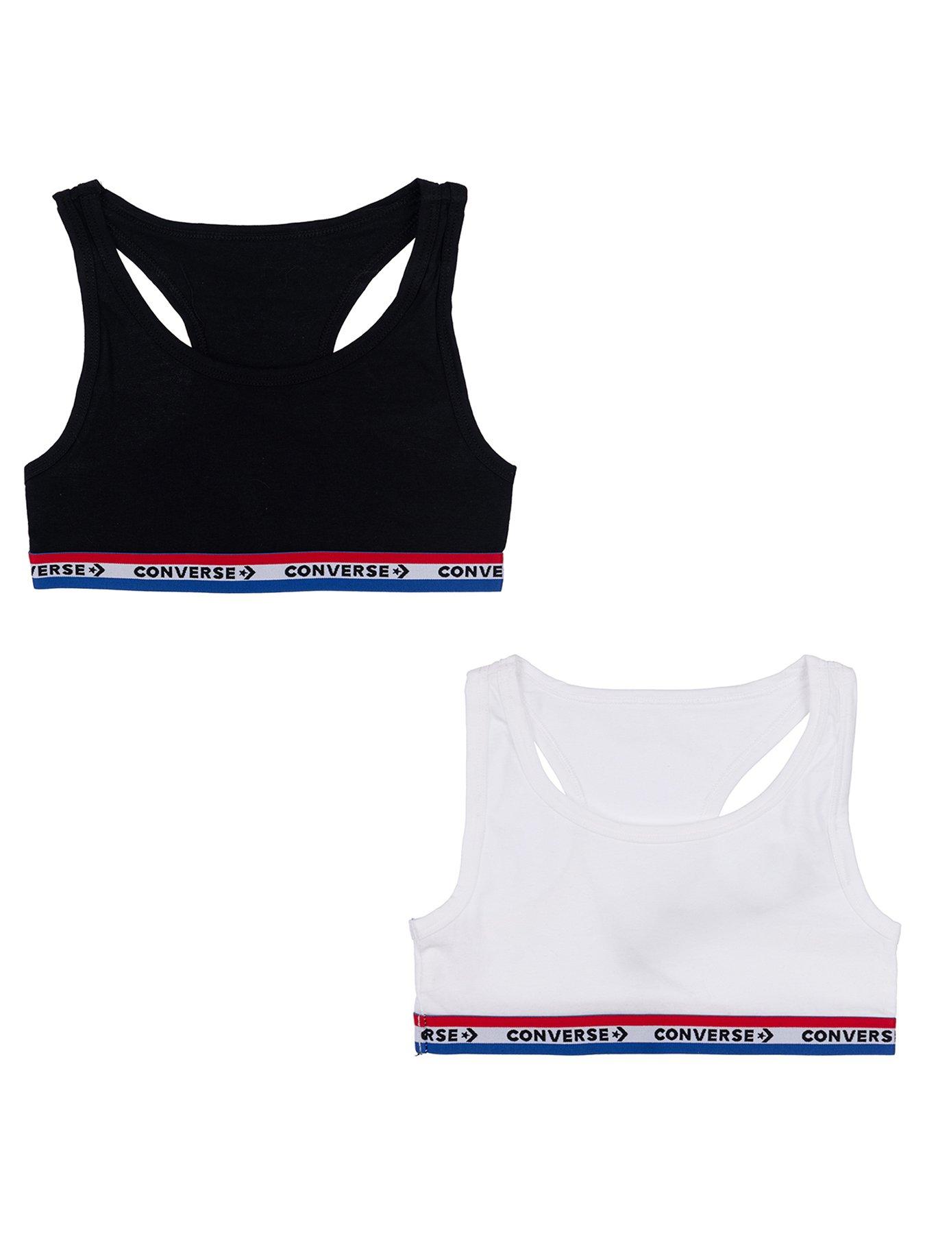 undefined Junior Girls Racerback Bralettes 2 Pack - Black/white