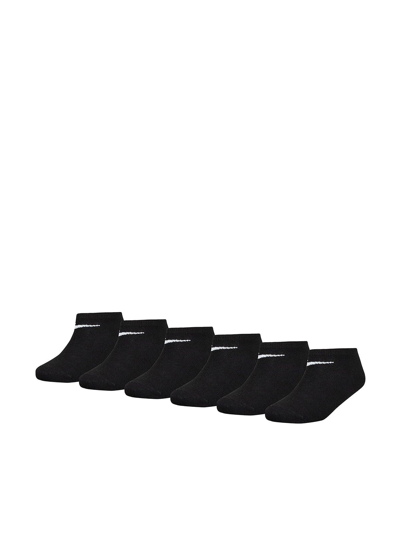 Nike Kids Unisex Basic No Show Socks 6 Pack - Black