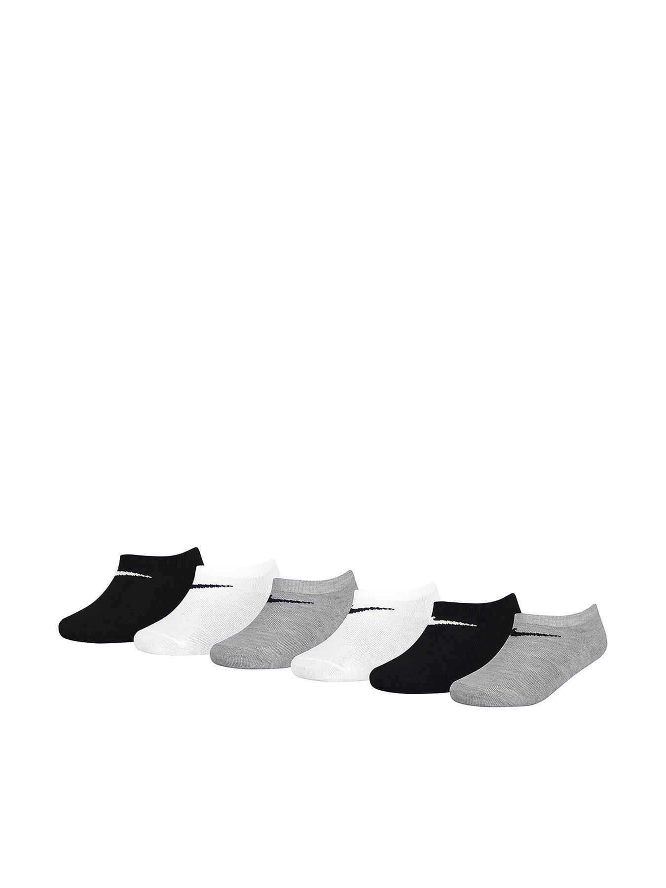 undefined Kids Unisex Basic No Show Socks 6 Pack - White/grey/black
