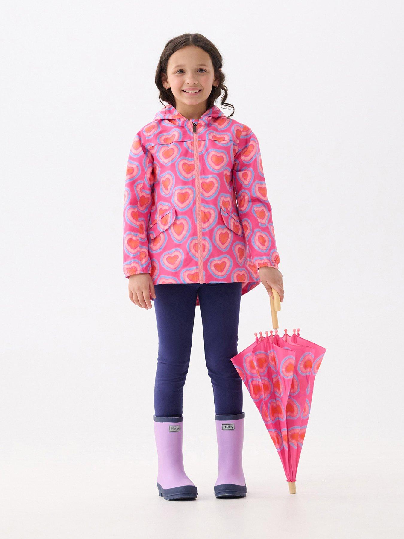 undefined Girls Glowing Hearts Microfiber Field Jacket - Pink