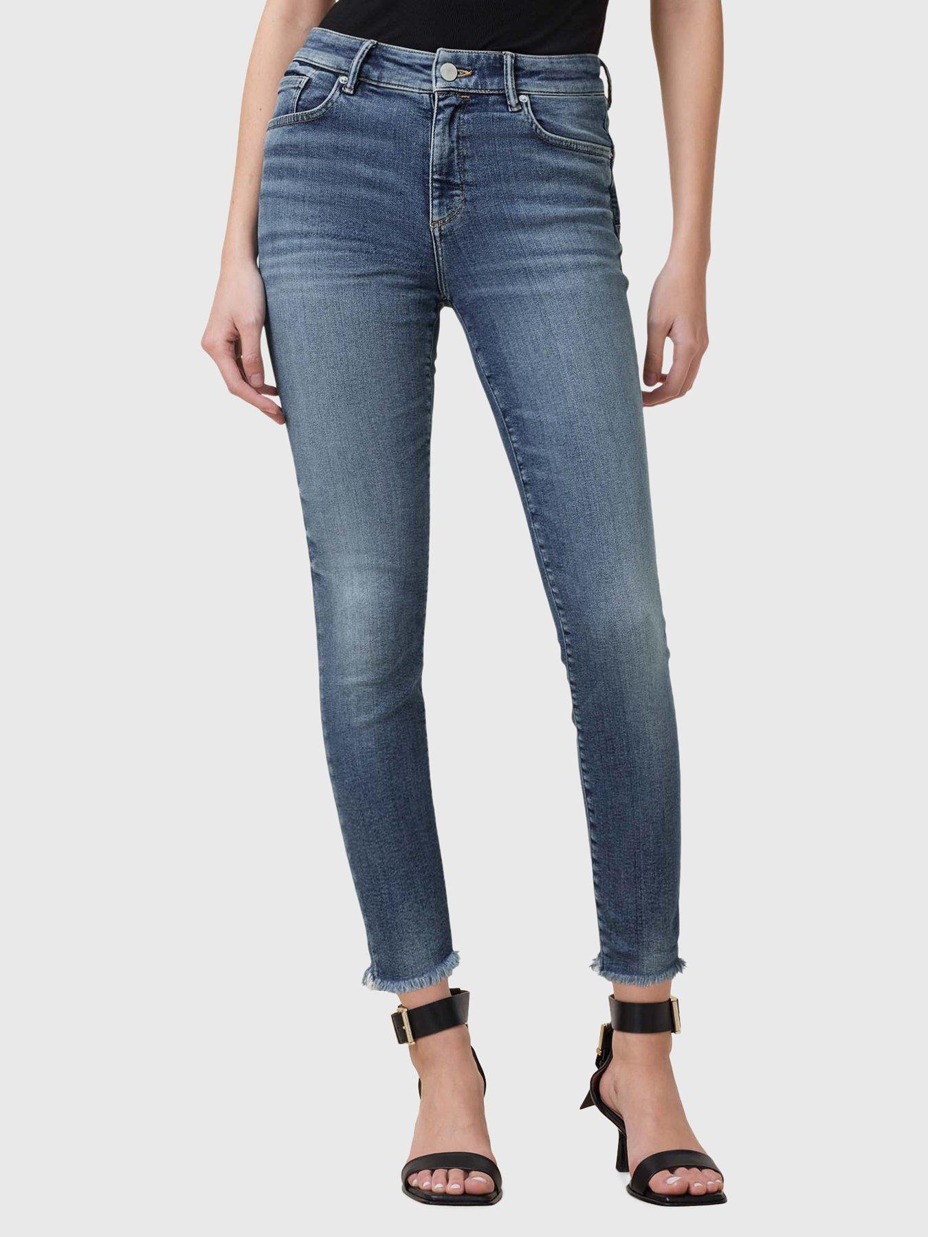 Image 1 of 6 of AllSaints Miller Push Up Skinny Fit Denim Jeans - Blue