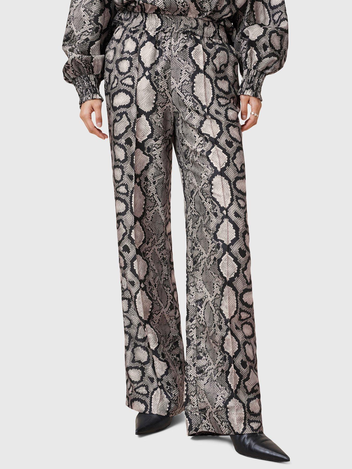 undefined Charli Wide Leg Snake Print Trousers - Multi