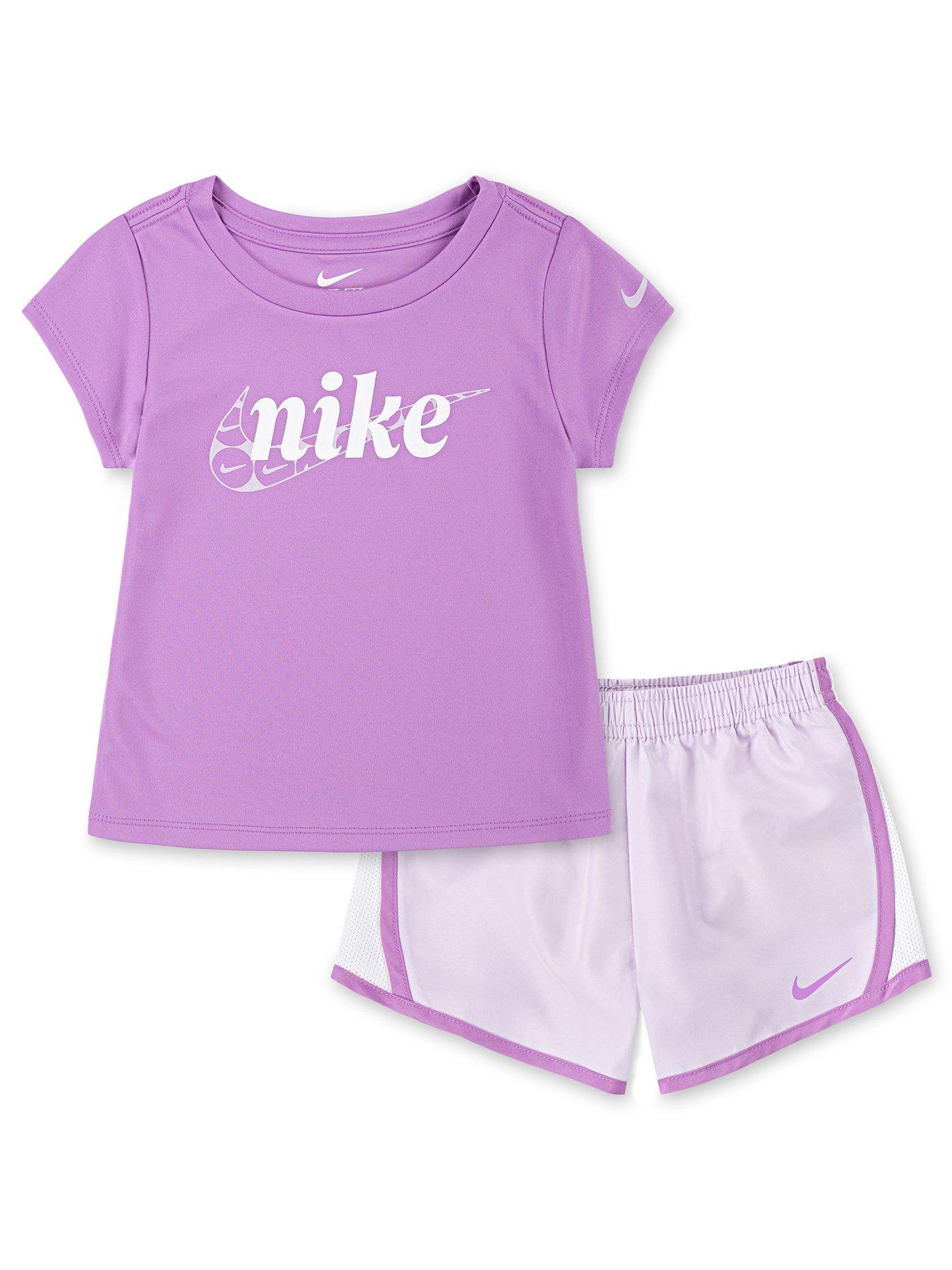 undefined Kids Girls Essentials S/s T-shirt And Short Set - Purple