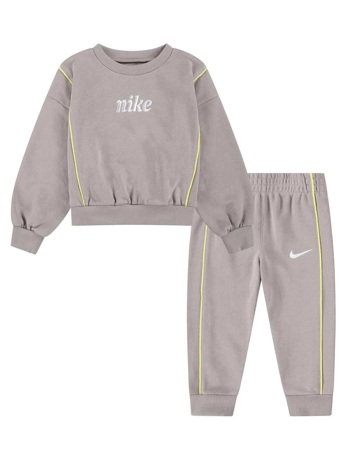 undefined Kids Girls Essentials Crew And Jogger Set - Grey