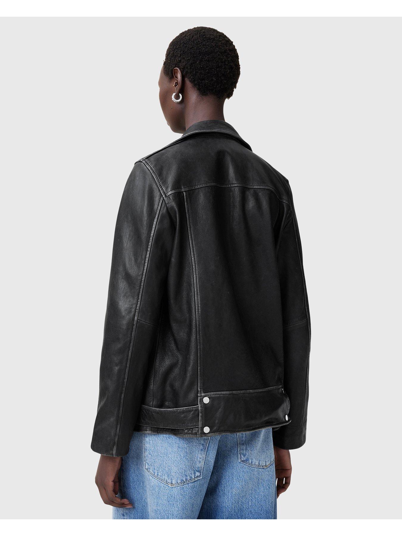 AllSaints Billie Relaxed Fit Leather Biker Jacket - Black | Very