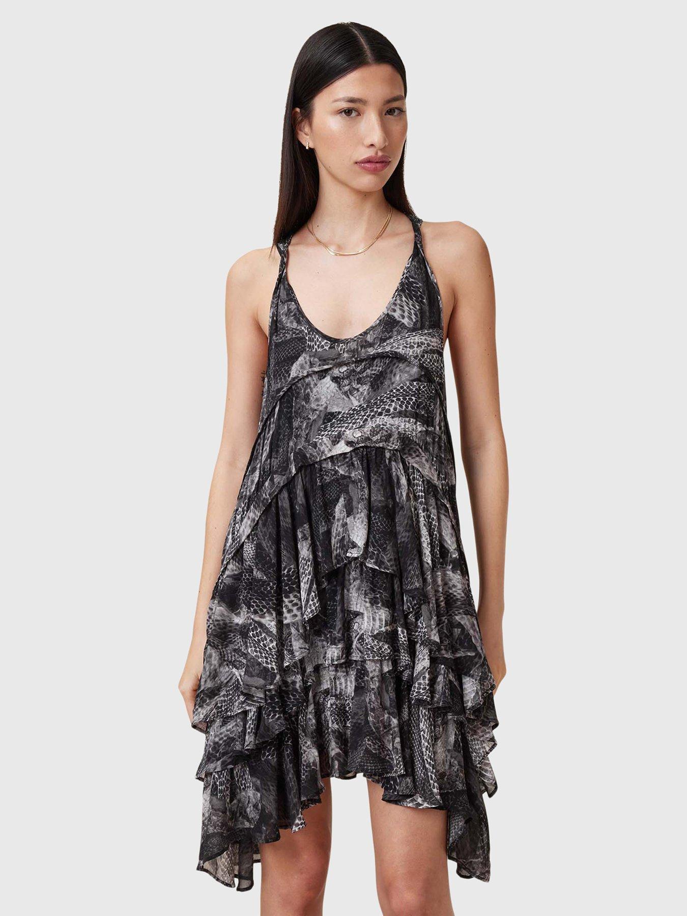 undefined Cavarly Ruffled Mini Dress - Grey