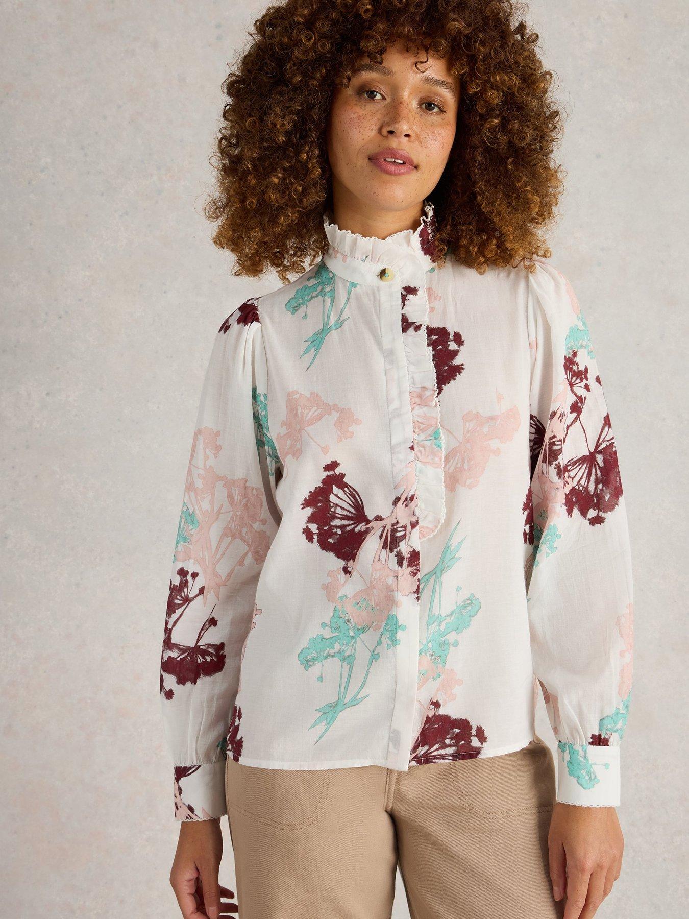 undefined Pauline Frill Neck Top - Ivory
