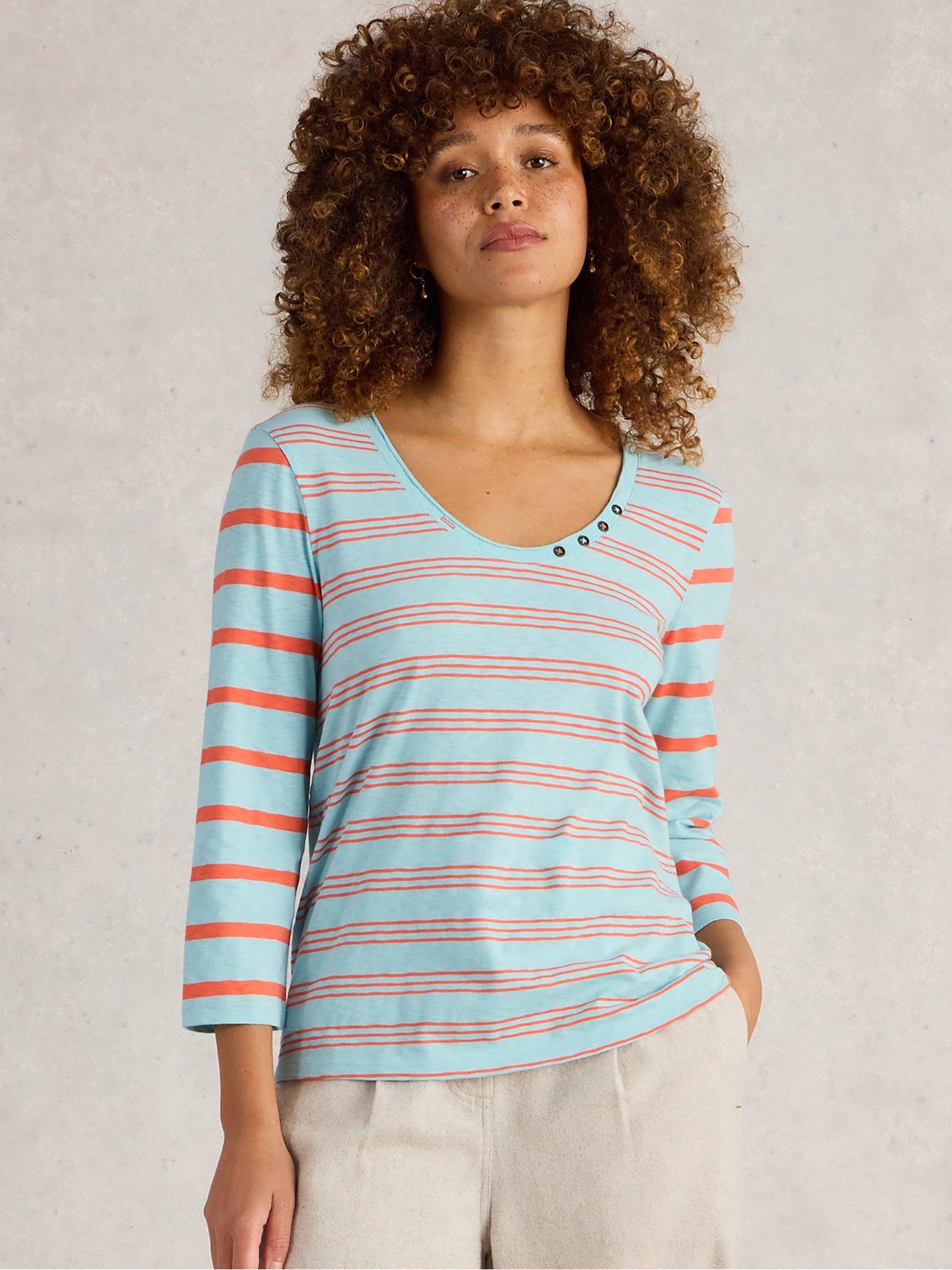 undefined Nadia 3/4 Sleeve Tee - Blue