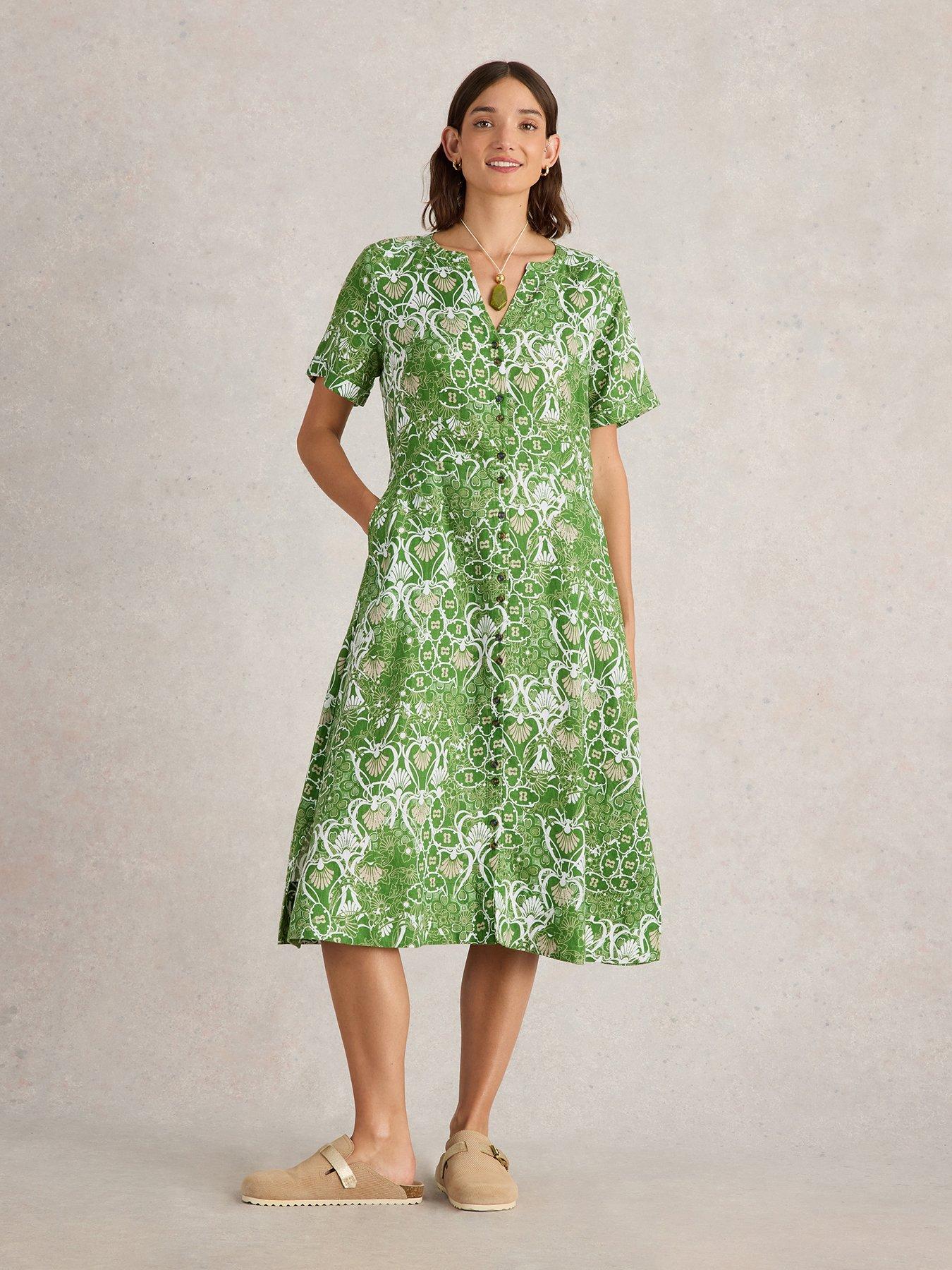 undefined Iris Linen Dress - Green