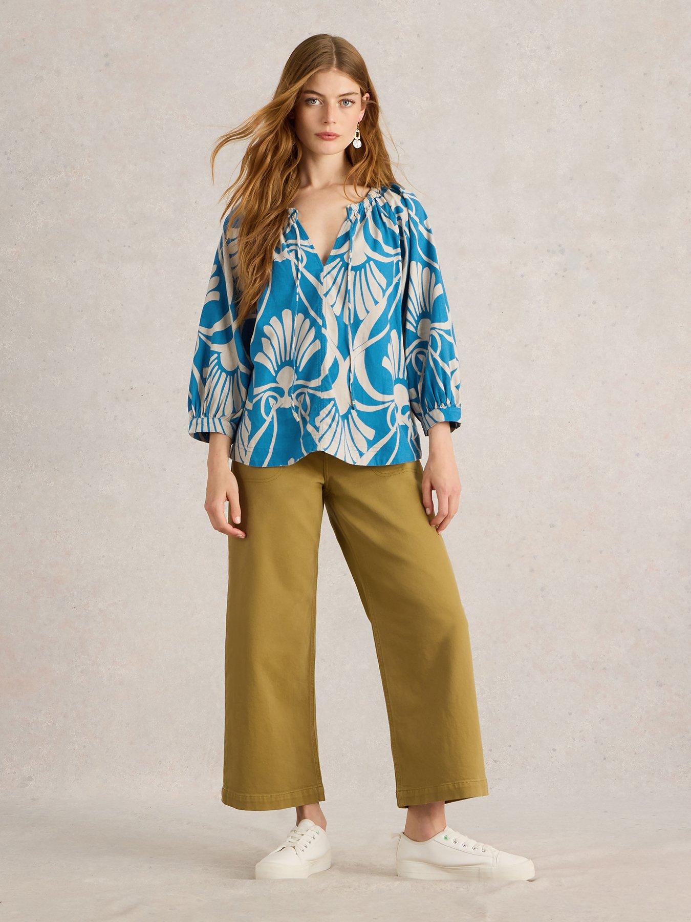 Image 3 of 6 of White Stuff Marley Linen Blend Top - Blue