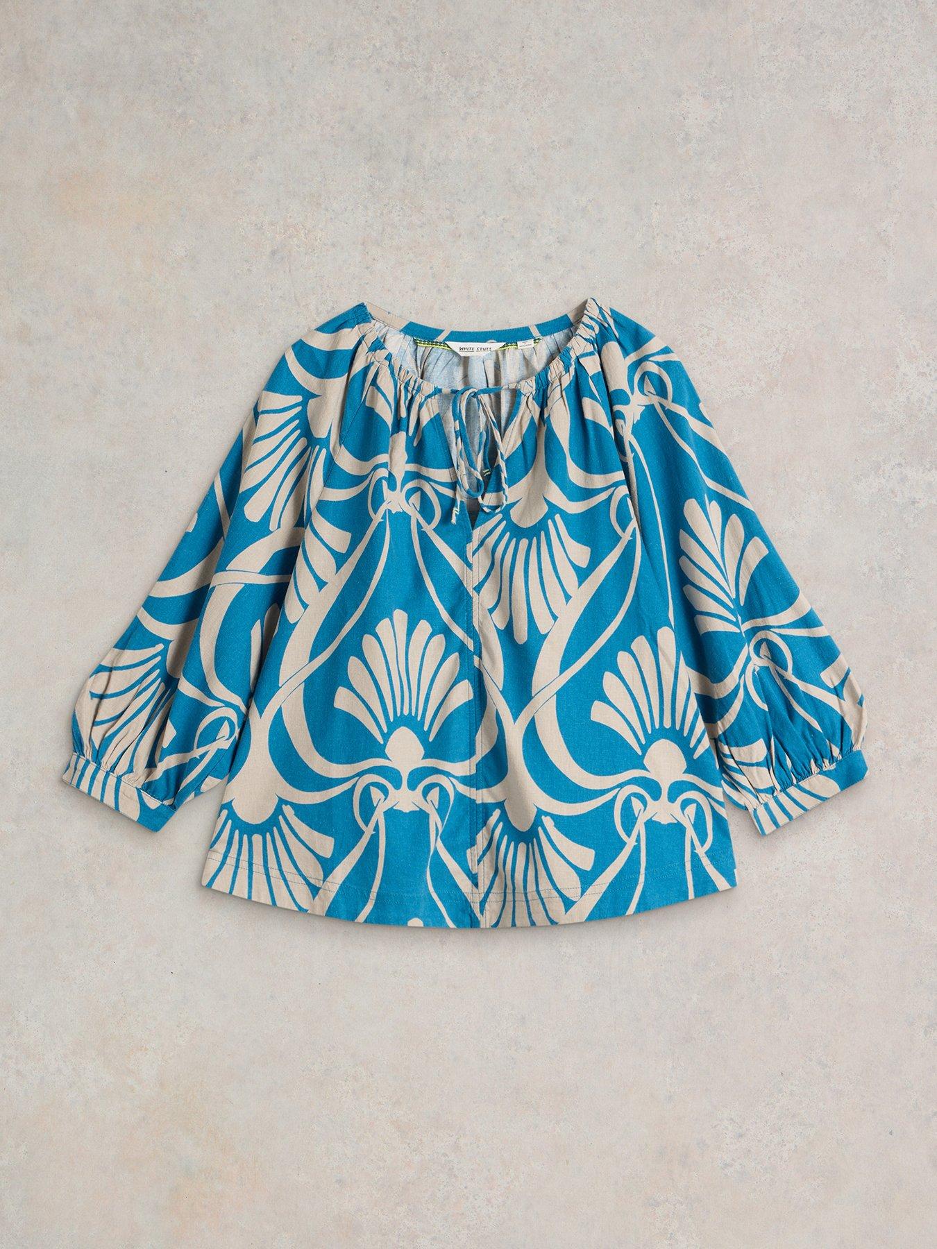 Image 5 of 6 of White Stuff Marley Linen Blend Top - Blue