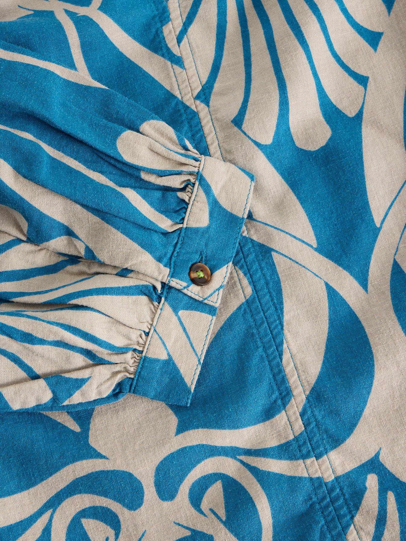 Image 6 of 6 of White Stuff Marley Linen Blend Top - Blue