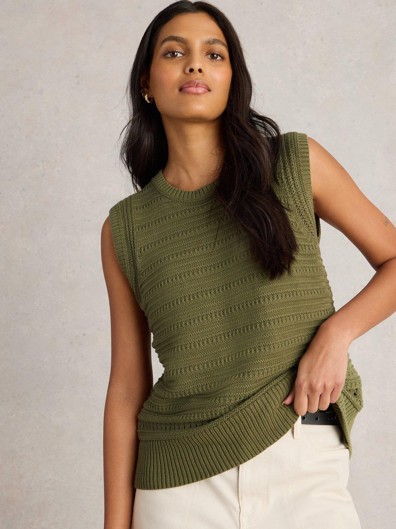 undefined Stitchy Cotton Tank - Green