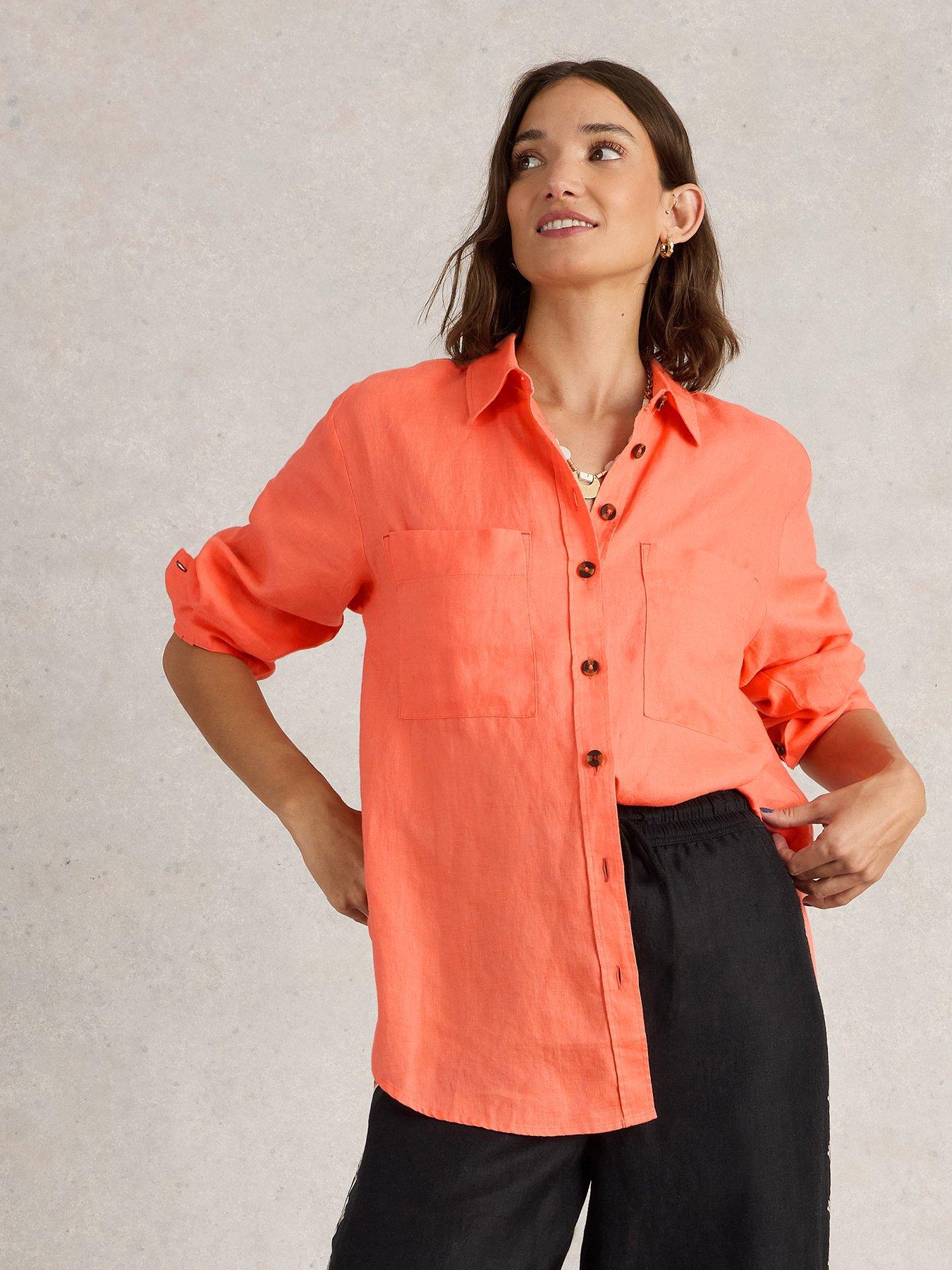 undefined Lydia Linen Shirt - Orange