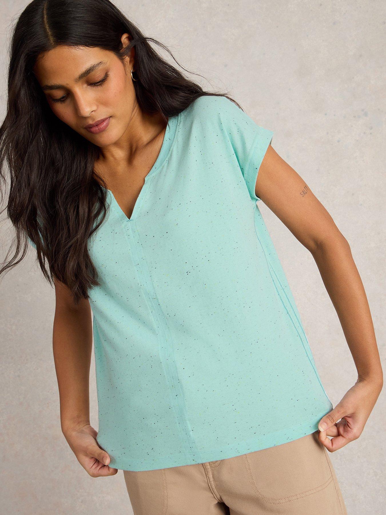 undefined Nelly Nep Notch Neck Tee - Blue