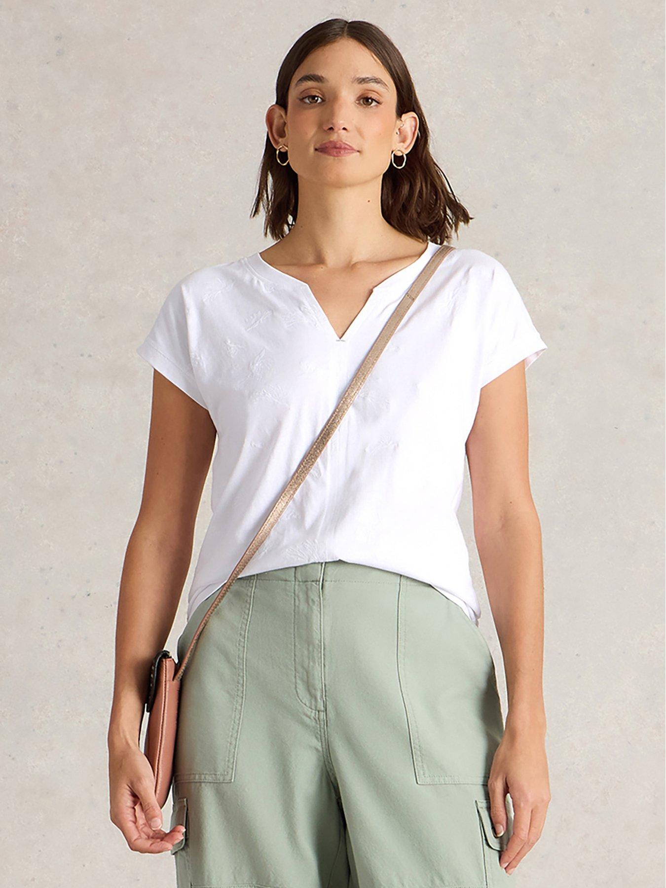  image of white-stuff-nelly-notch-embroidered-tee-white