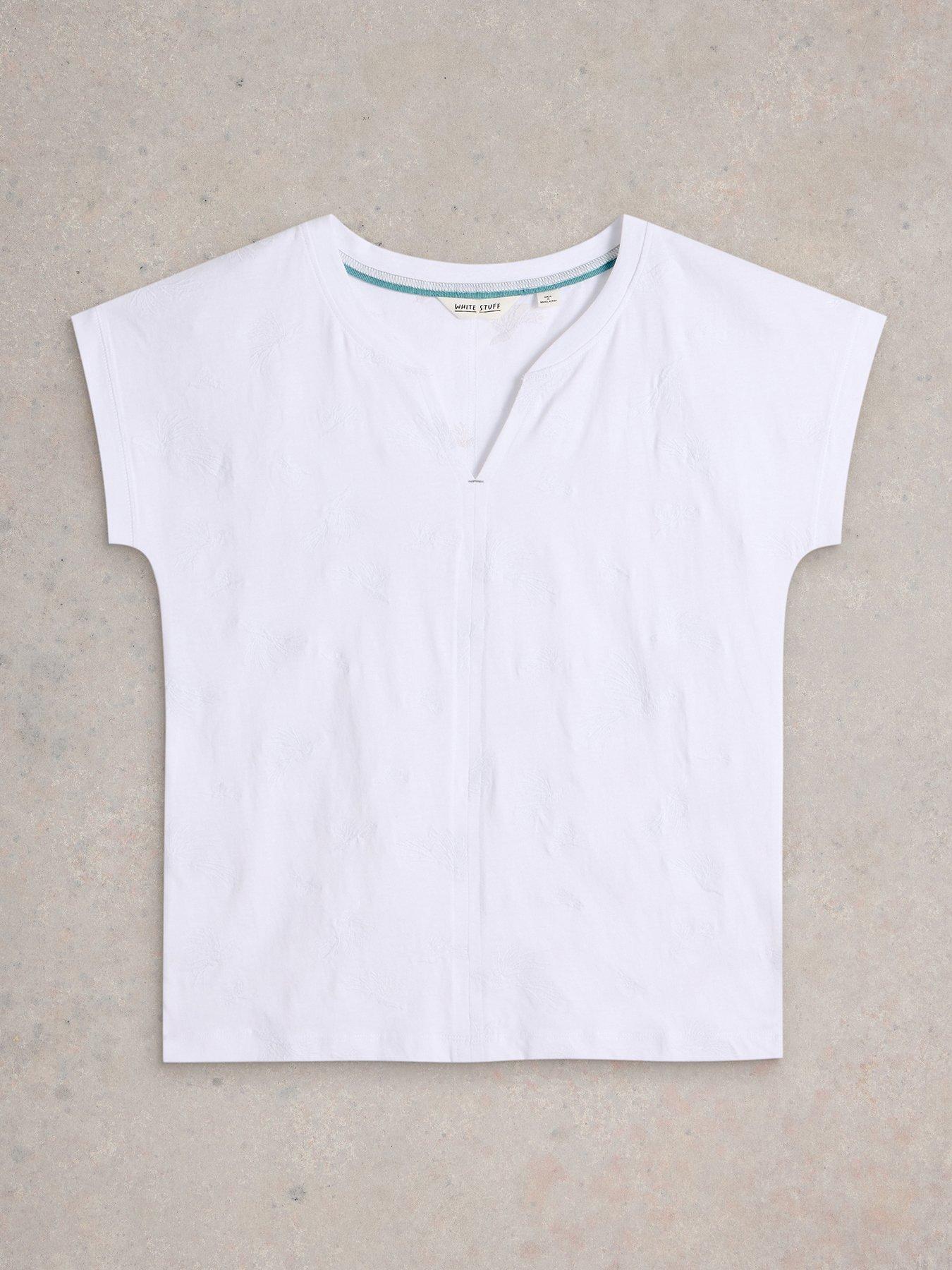  image of white-stuff-nelly-notch-embroidered-tee-white