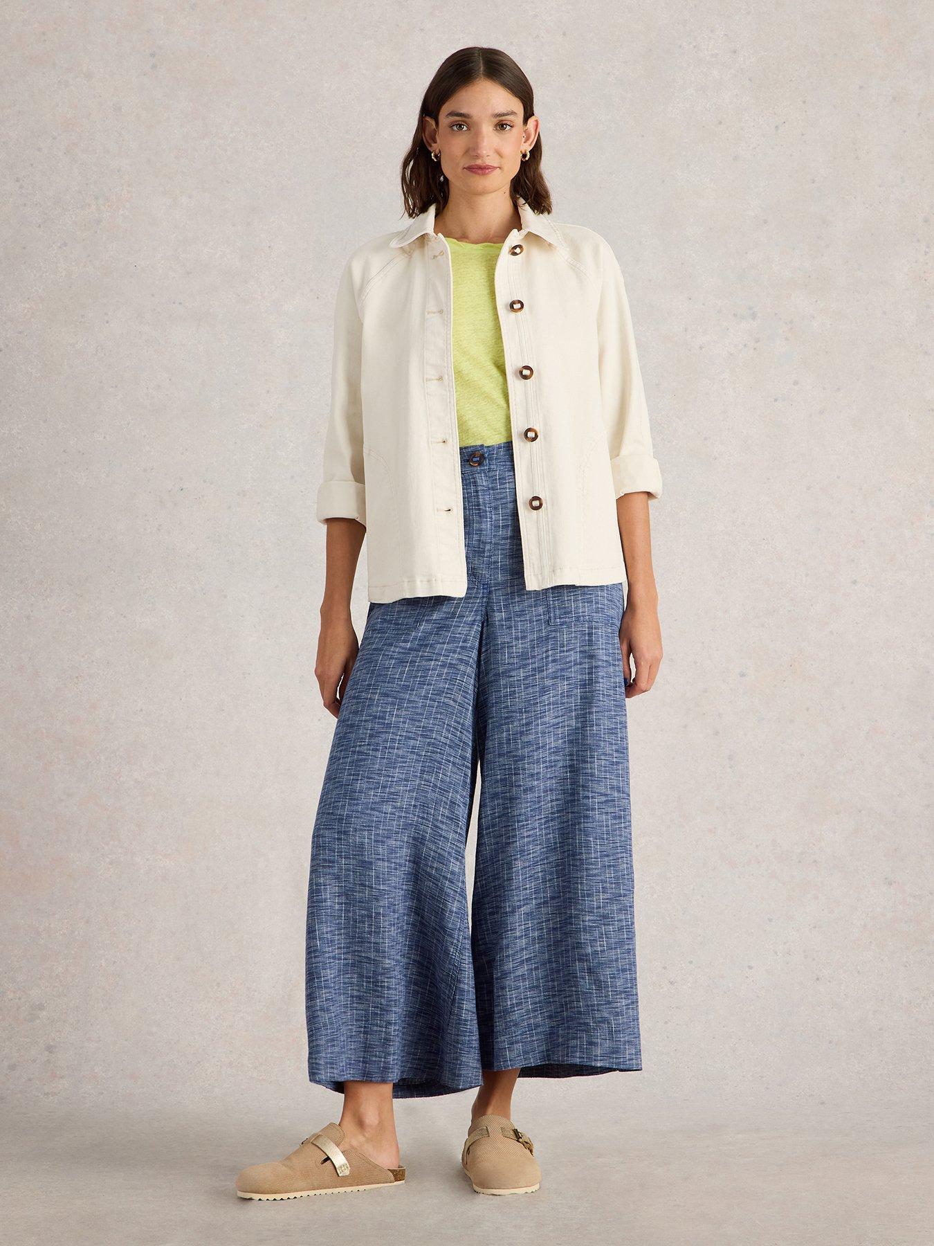 Image 3 of 6 of White Stuff Roxy Linen Blend Culotte - Blue