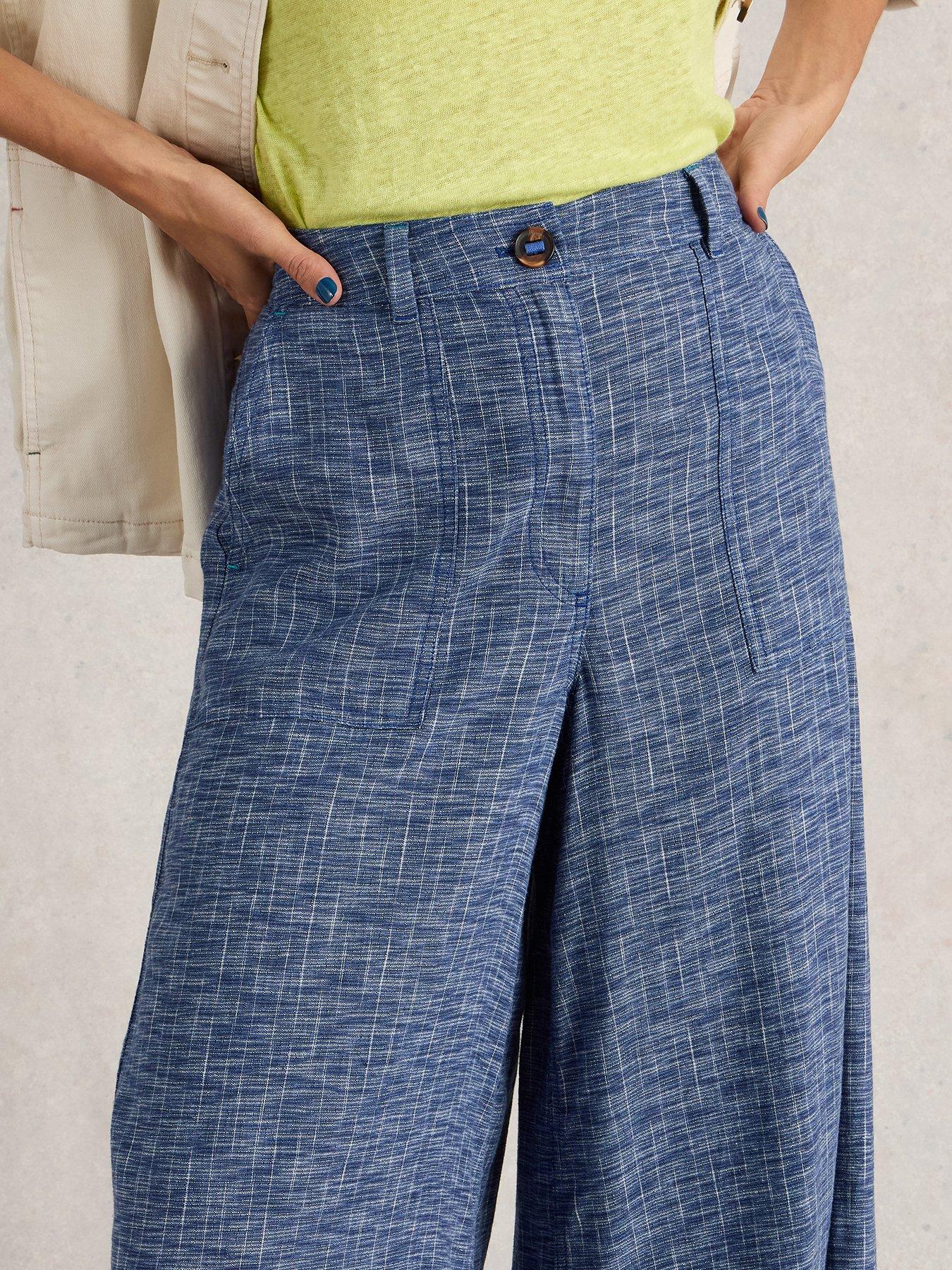 Image 4 of 6 of White Stuff Roxy Linen Blend Culotte - Blue