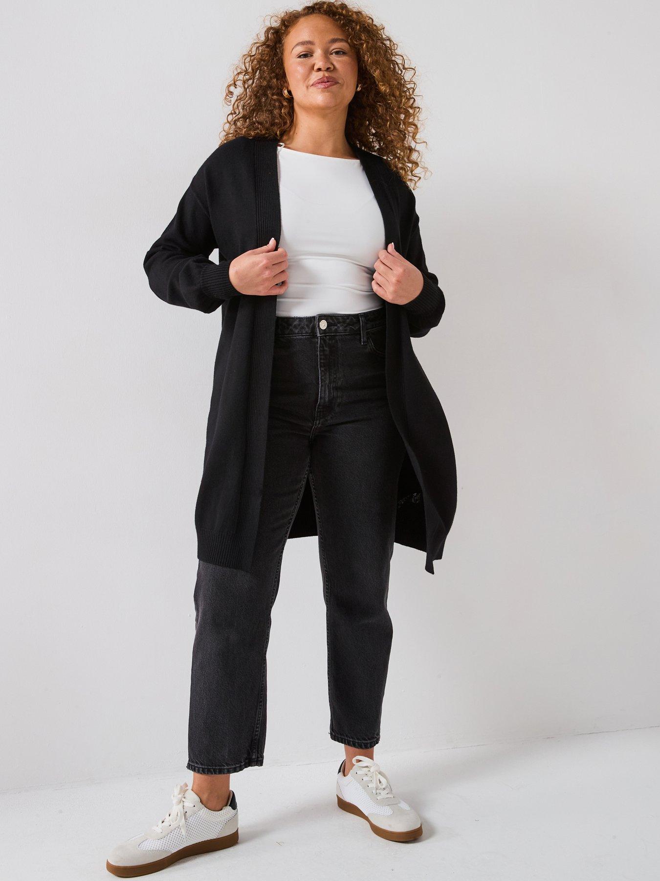 V by Very Curve Edge To Edge Longline Cardigan - Black