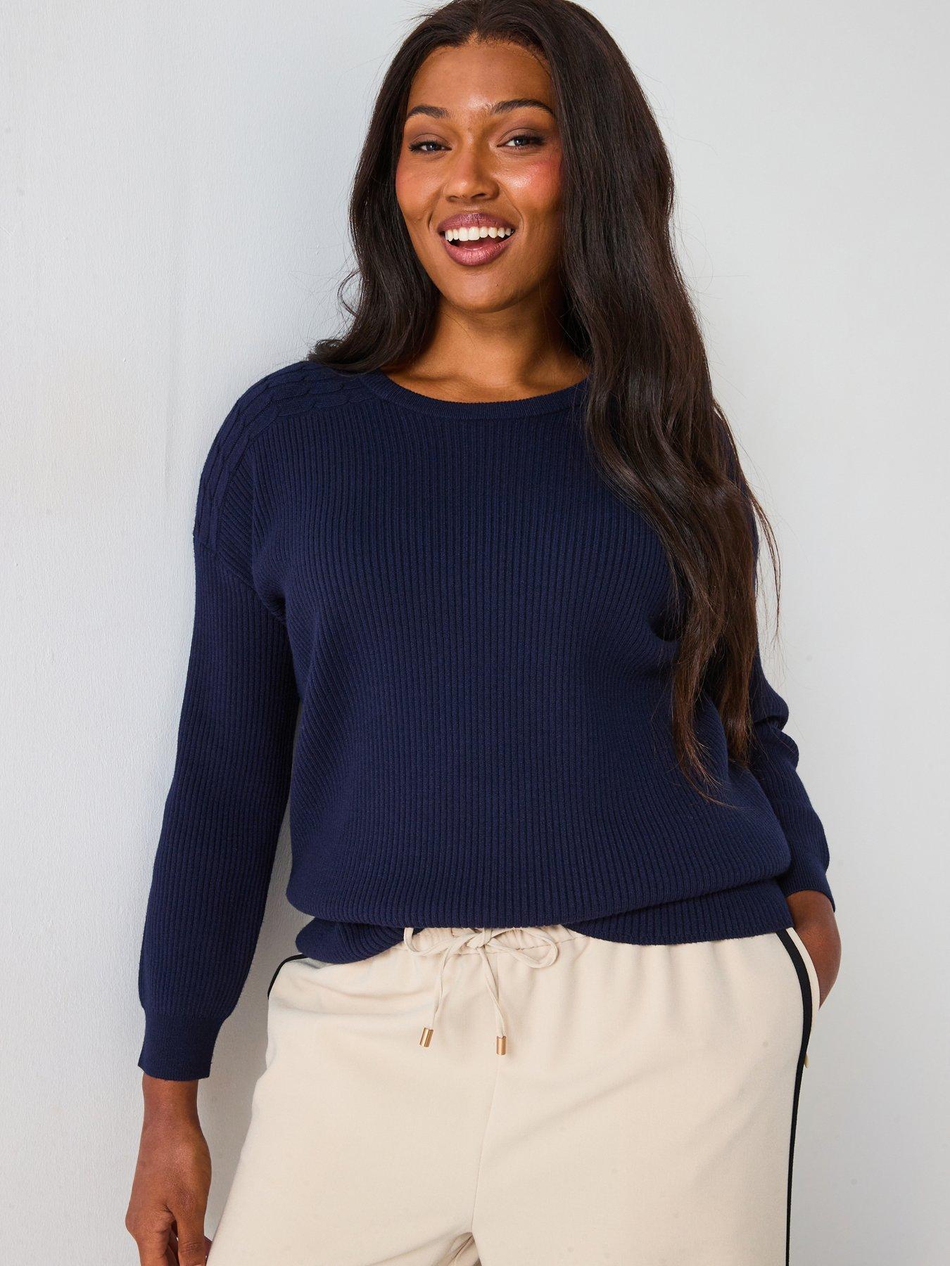 undefined Batwing Cable Sleeve Jumper - Navy