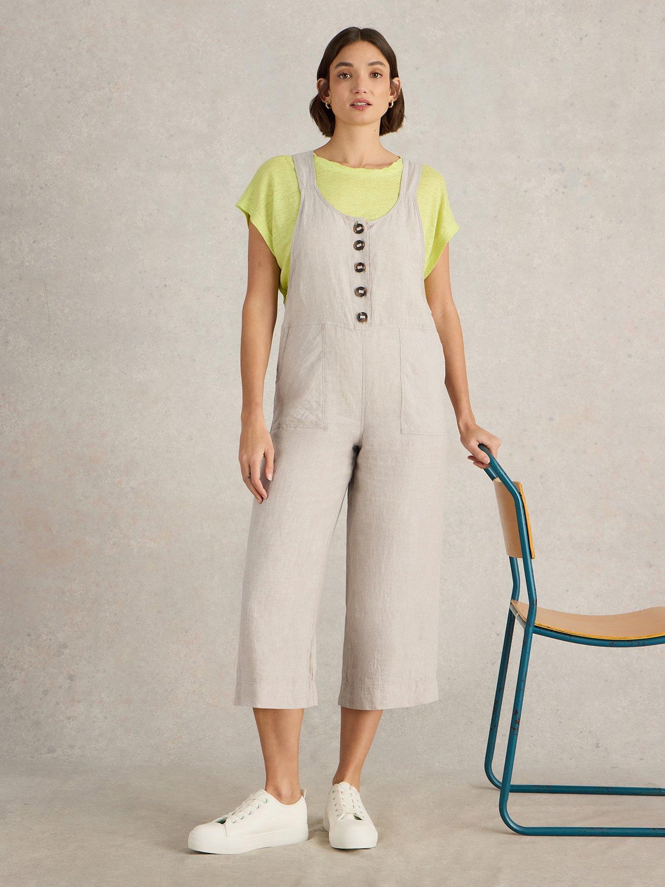 White Stuff Viola Linen Dungaree - Beige | Very
