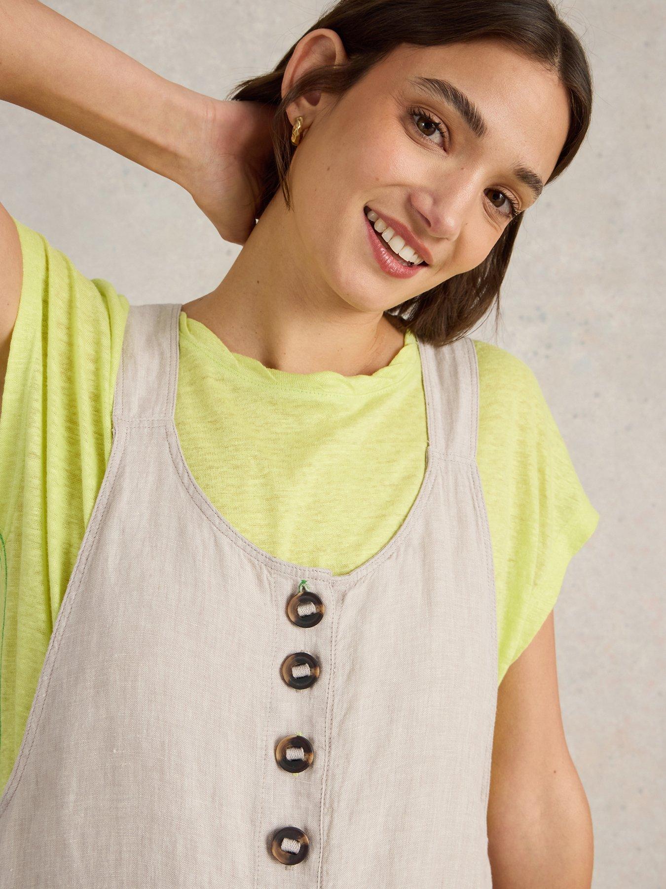White Stuff Viola Linen Dungaree - Beige | Very