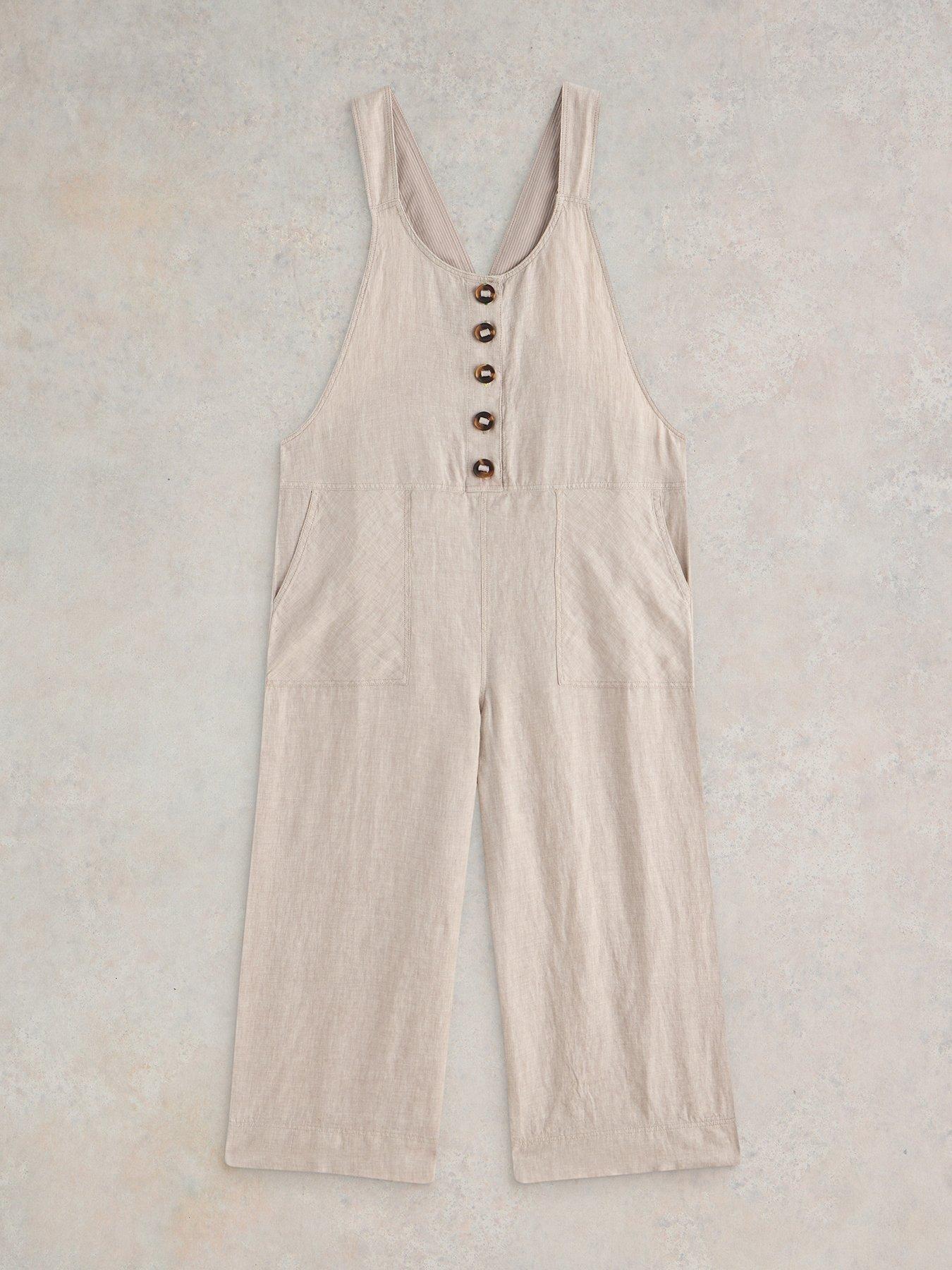 White Stuff Viola Linen Dungaree - Beige | Very