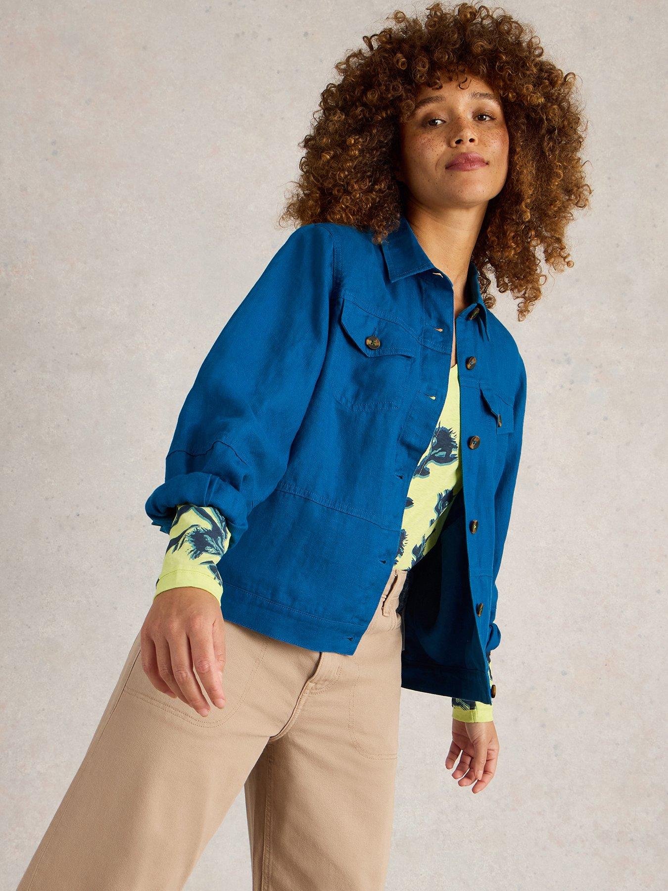 White Stuff Camille Linen Jacket Blue Very